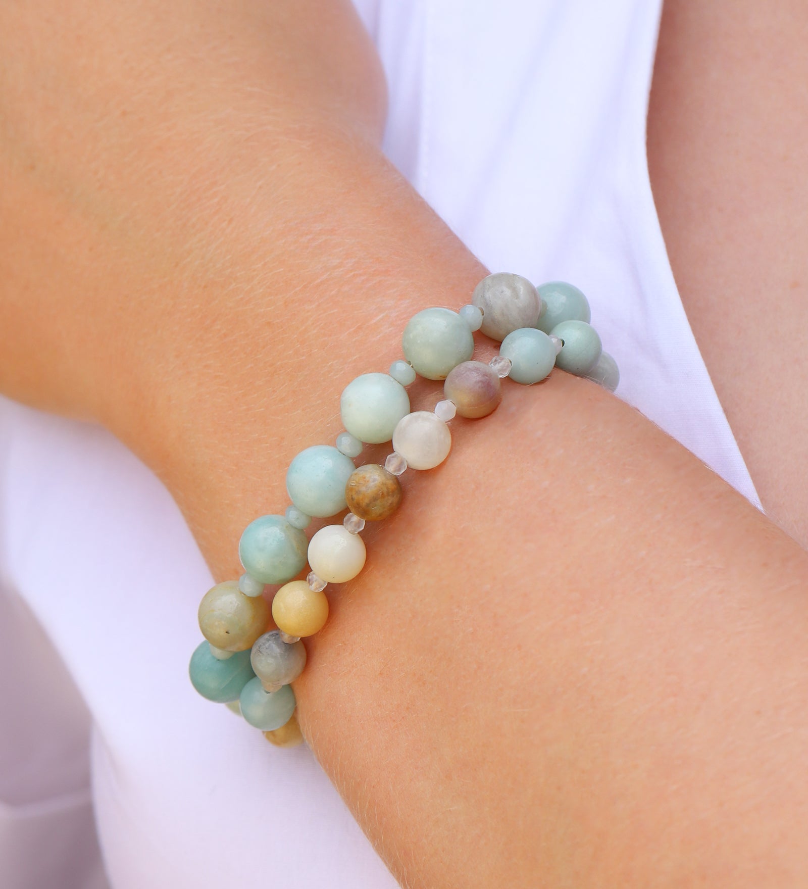 Lunita Luz-Multi Amazonite Beaded Bracelet | 8mm-Bracelets-Blue Ruby Jewellery-Vancouver Canada