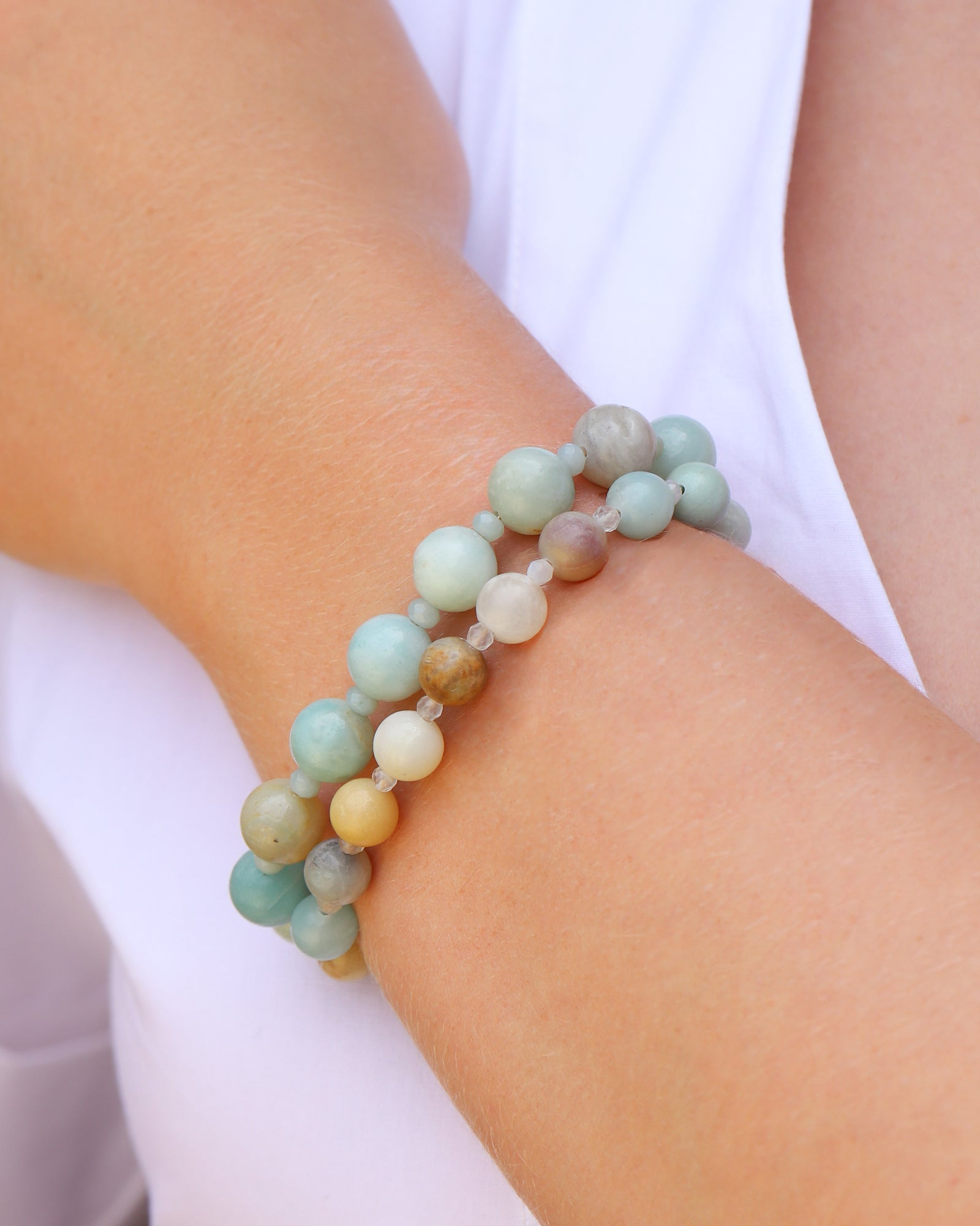Lunita Luz-Multi Amazonite Beaded Bracelet | 8mm-Bracelets-Blue Ruby Jewellery-Vancouver Canada