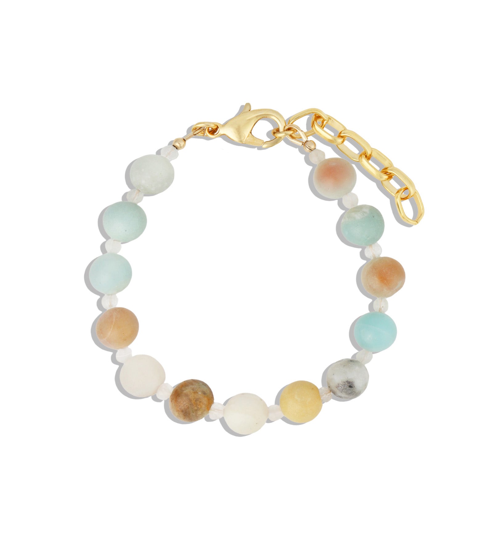 Amazonite & Moonstone Beaded Bracelet | 8mm 14k Gold Plated, Amazonite, Moonstone