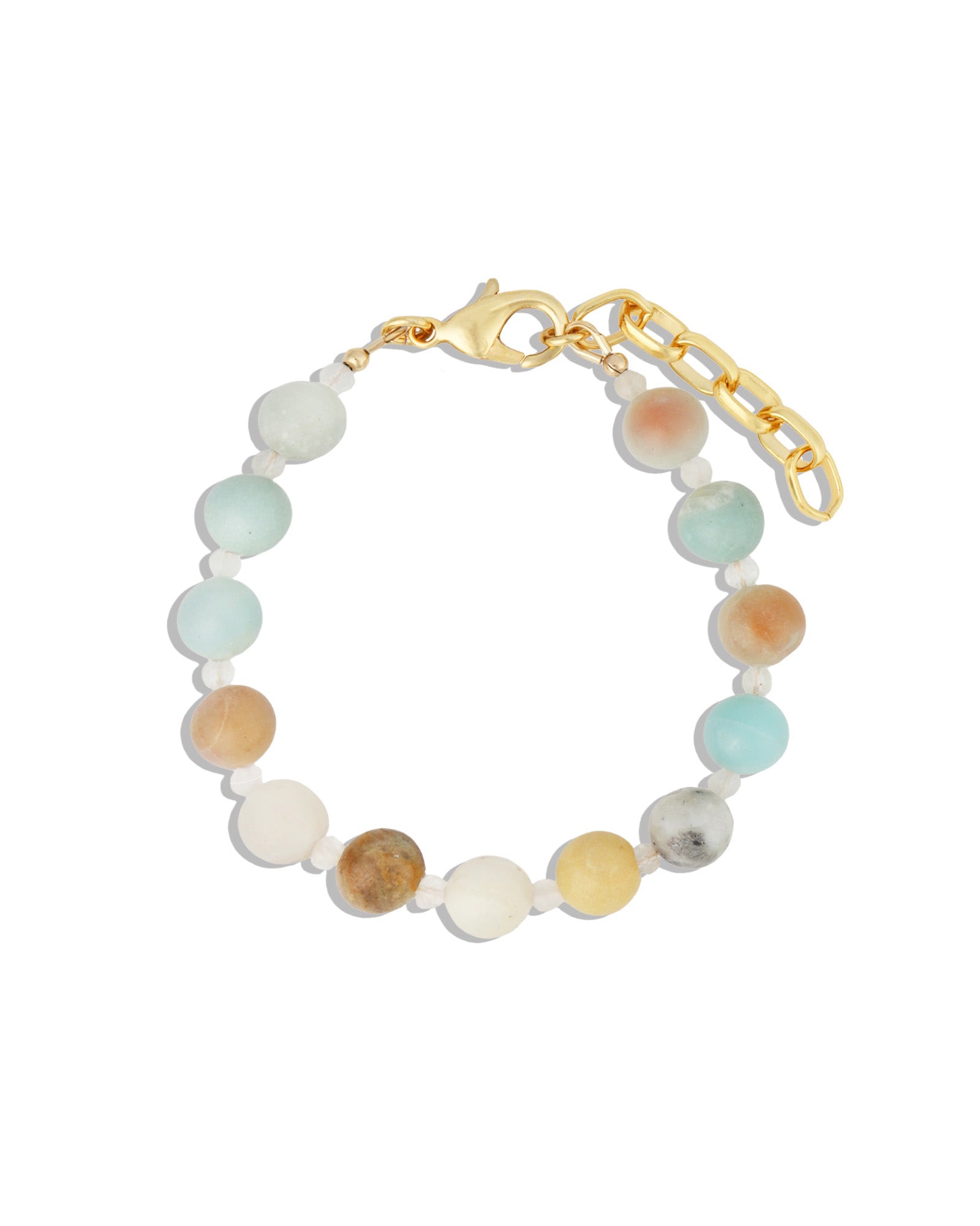 Amazonite & Moonstone Beaded Bracelet | 8mm 14k Gold Plated, Amazonite, Moonstone