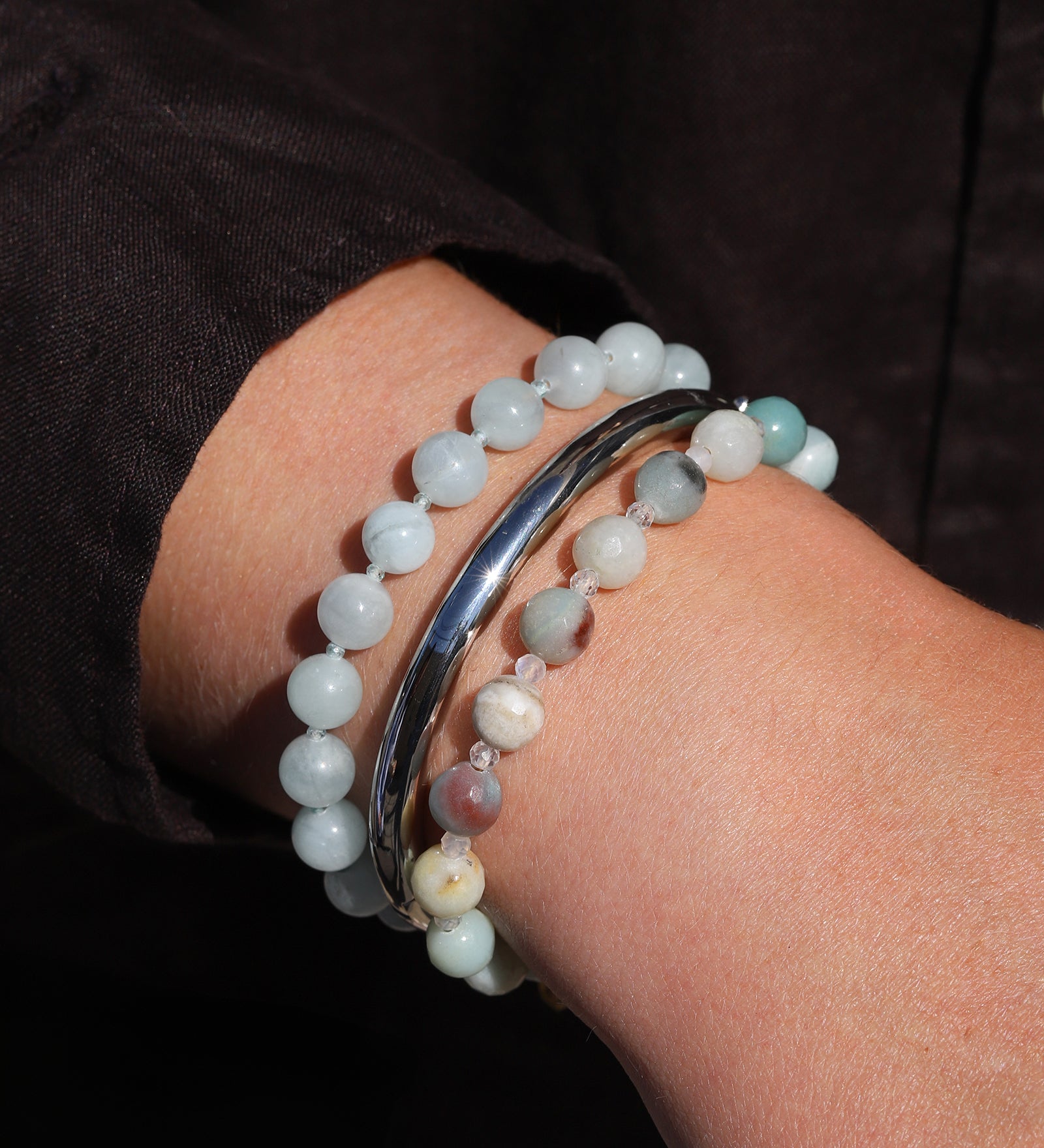 Lunita Luz-Faceted Amazonite Beaded Bracelet | 8mm-Bracelets-Blue Ruby Jewellery-Vancouver Canada