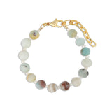 Faceted Amazonite & Moonstone Beaded Bracelet | 8mm 14k Gold Plated, Amazonite, Moonstone