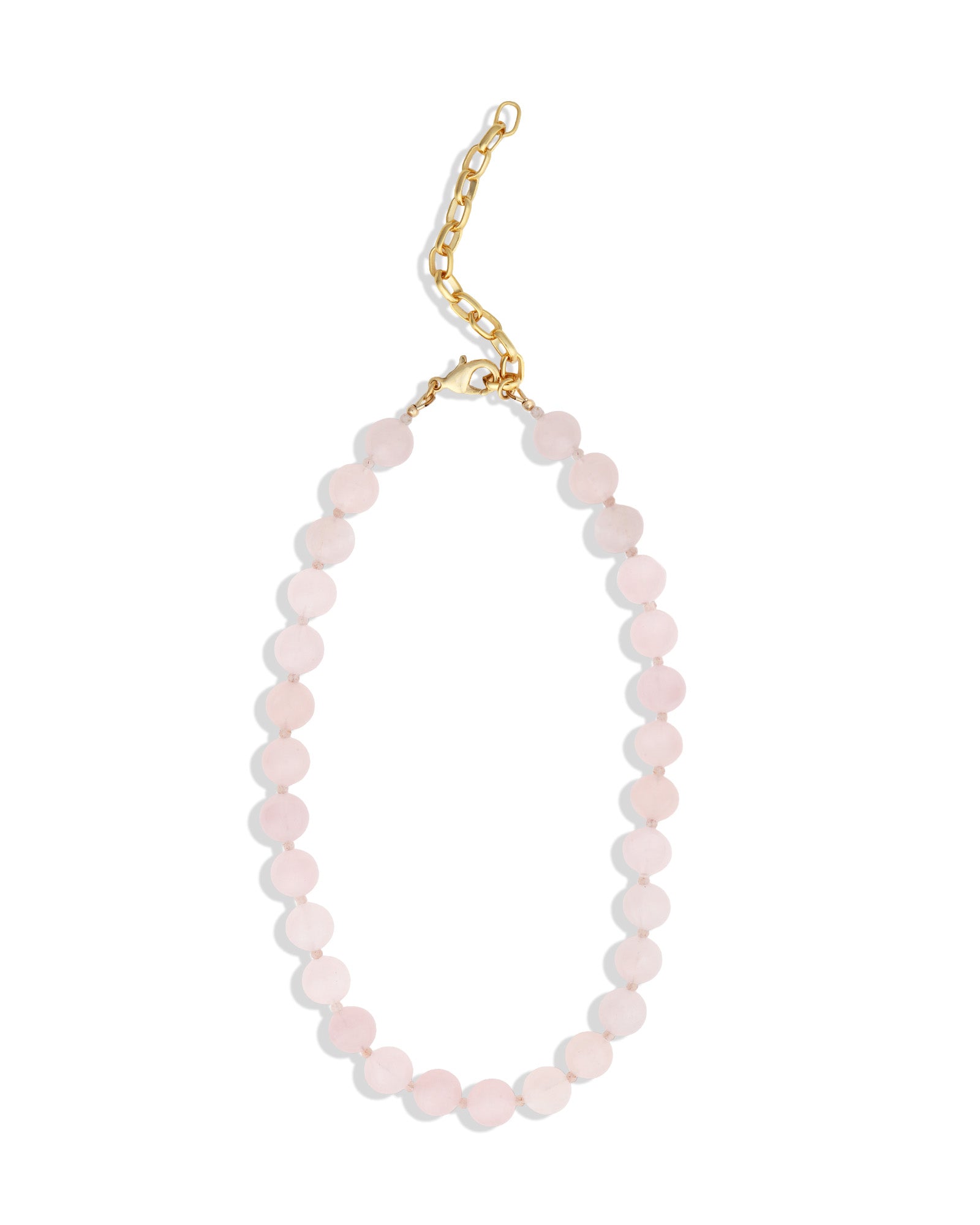 Mixed Shape Beaded Necklace | 10mm 14k Gold Plated, Rose Quartz, Peach Moonstone
