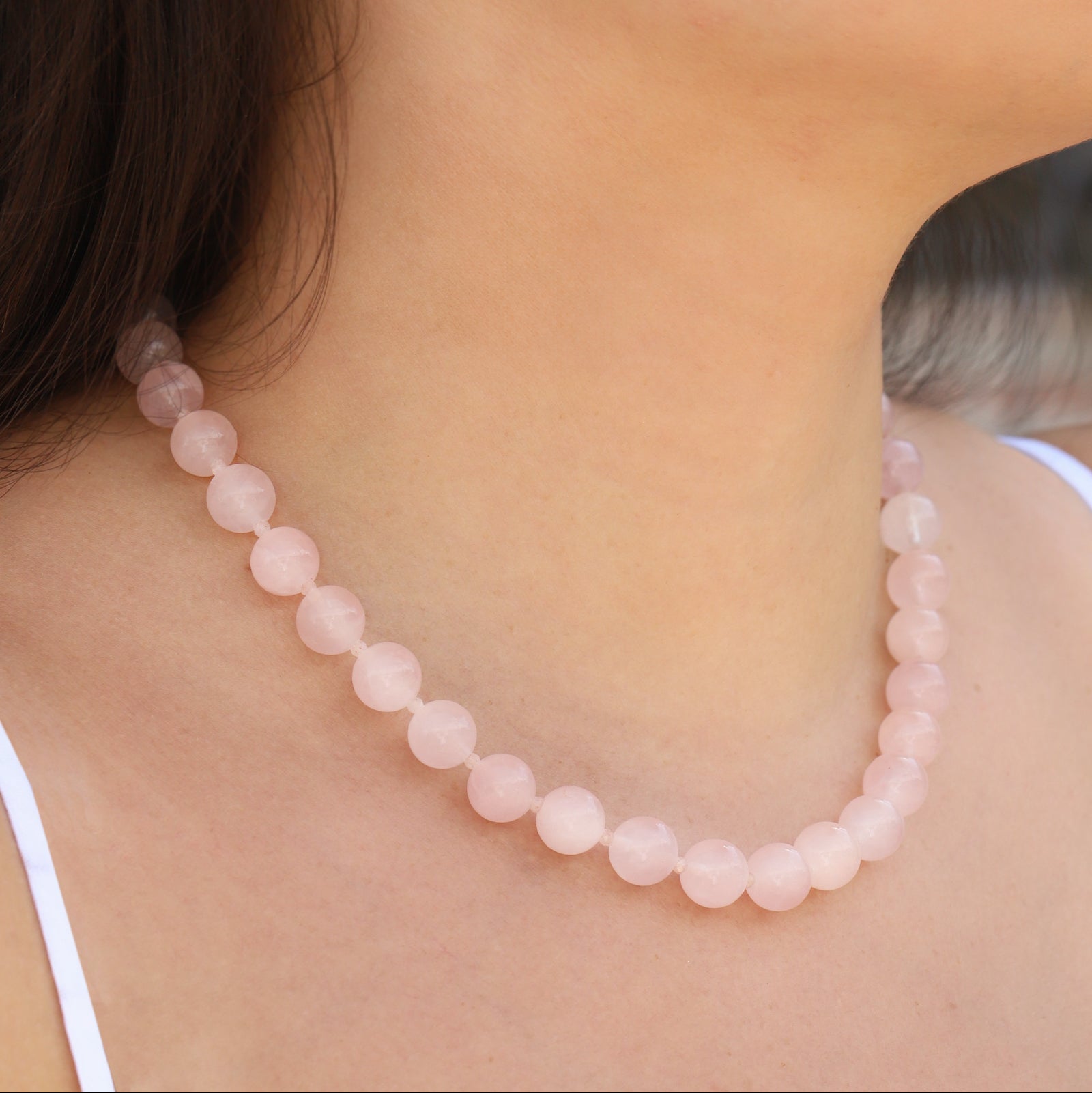 Lunita Luz-Rose Quartz Beaded Necklace | 10mm-Necklaces-Blue Ruby Jewellery-Vancouver Canada