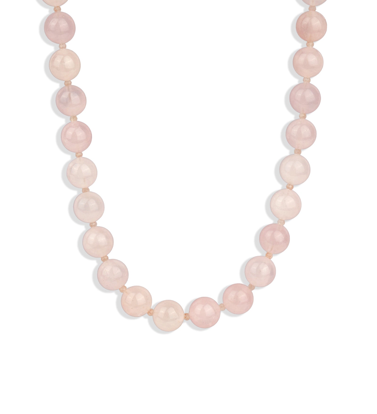 Mixed Shape Beaded Necklace | 10mm 14k Gold Plated, Rose Quartz, Peach Moonstone