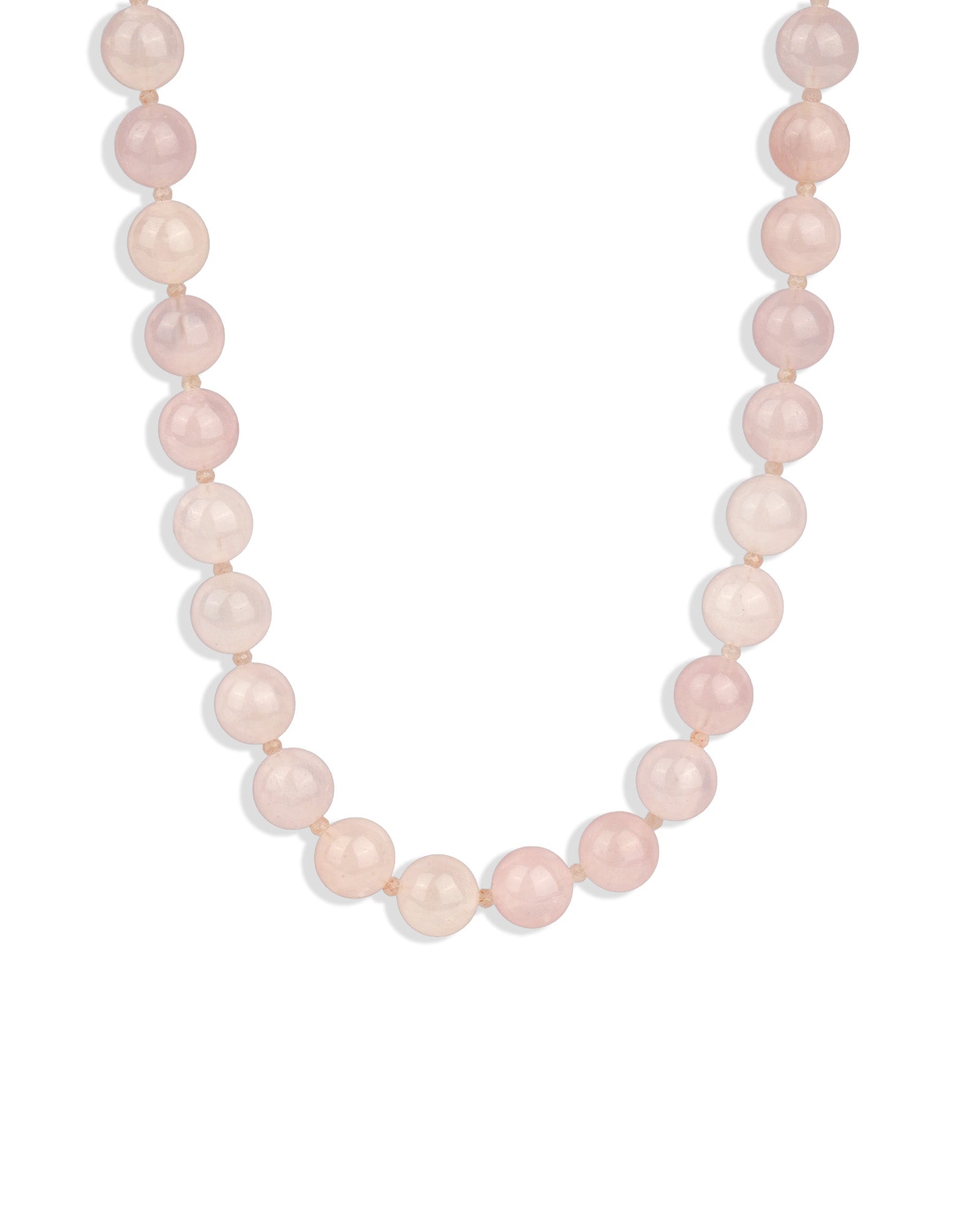 Mixed Shape Beaded Necklace | 10mm 14k Gold Plated, Rose Quartz, Peach Moonstone