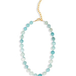 Mixed Shape Beaded Necklace | 10mm 14k Gold Plated, Blue Amazonite, Amazonite