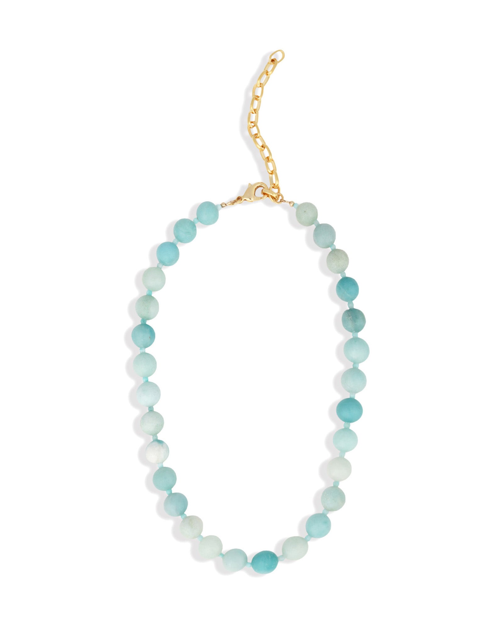 Mixed Shape Beaded Necklace | 10mm 14k Gold Plated, Blue Amazonite, Amazonite