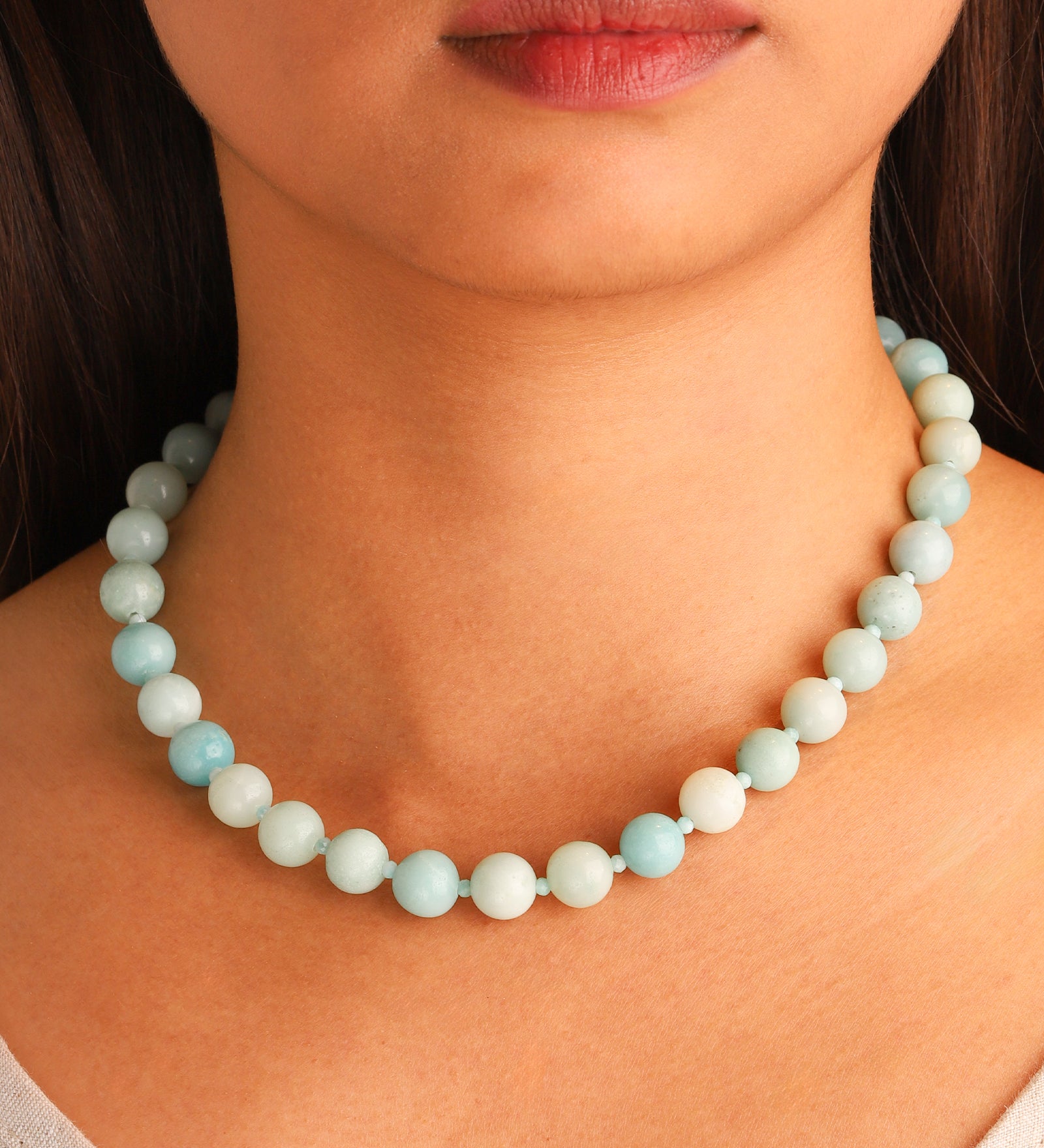 Lunita Luz-Blue Amazonite Beaded Necklace | 10mm-Necklaces-Blue Ruby Jewellery-Vancouver Canada