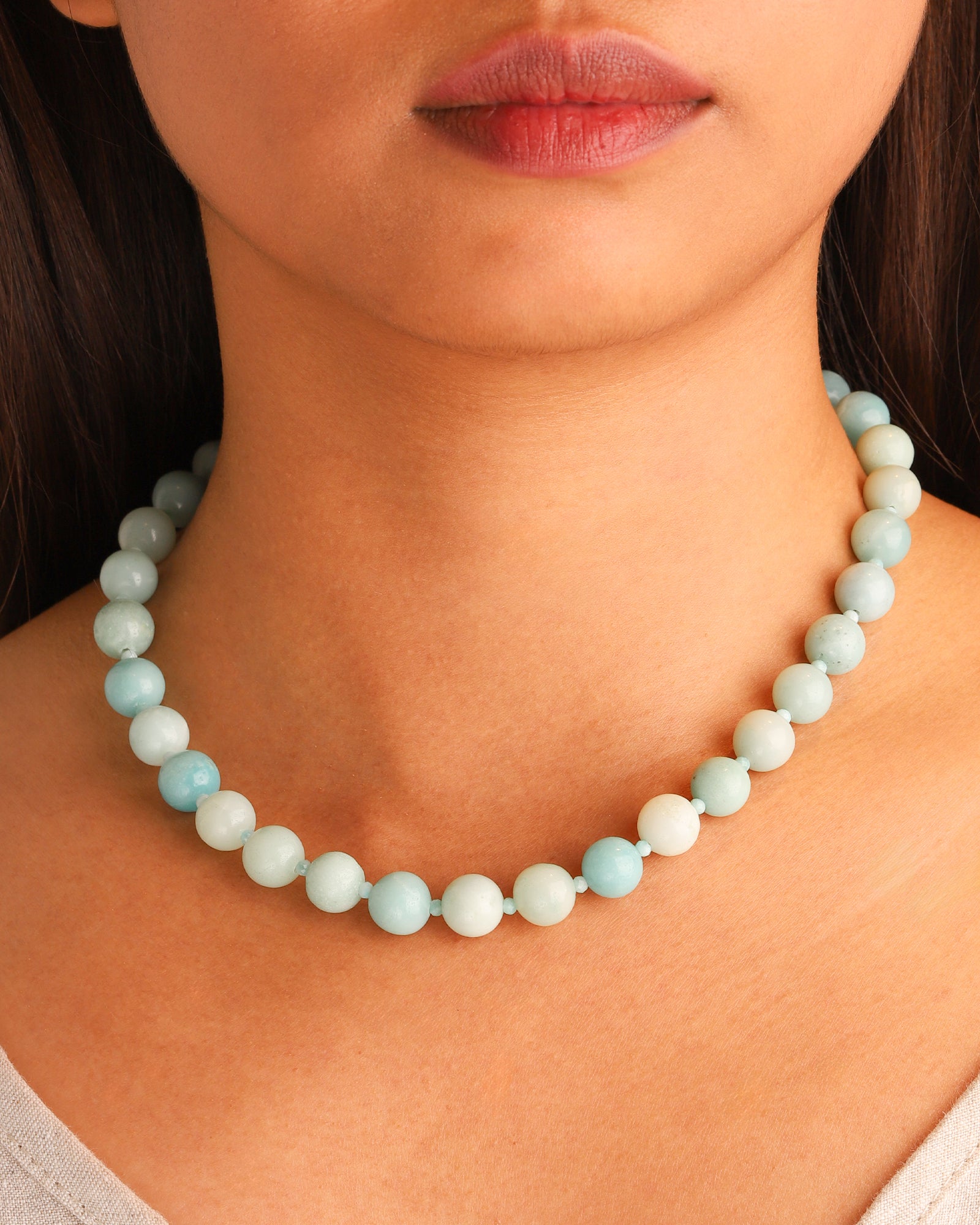 Lunita Luz-Blue Amazonite Beaded Necklace | 10mm-Necklaces-Blue Ruby Jewellery-Vancouver Canada
