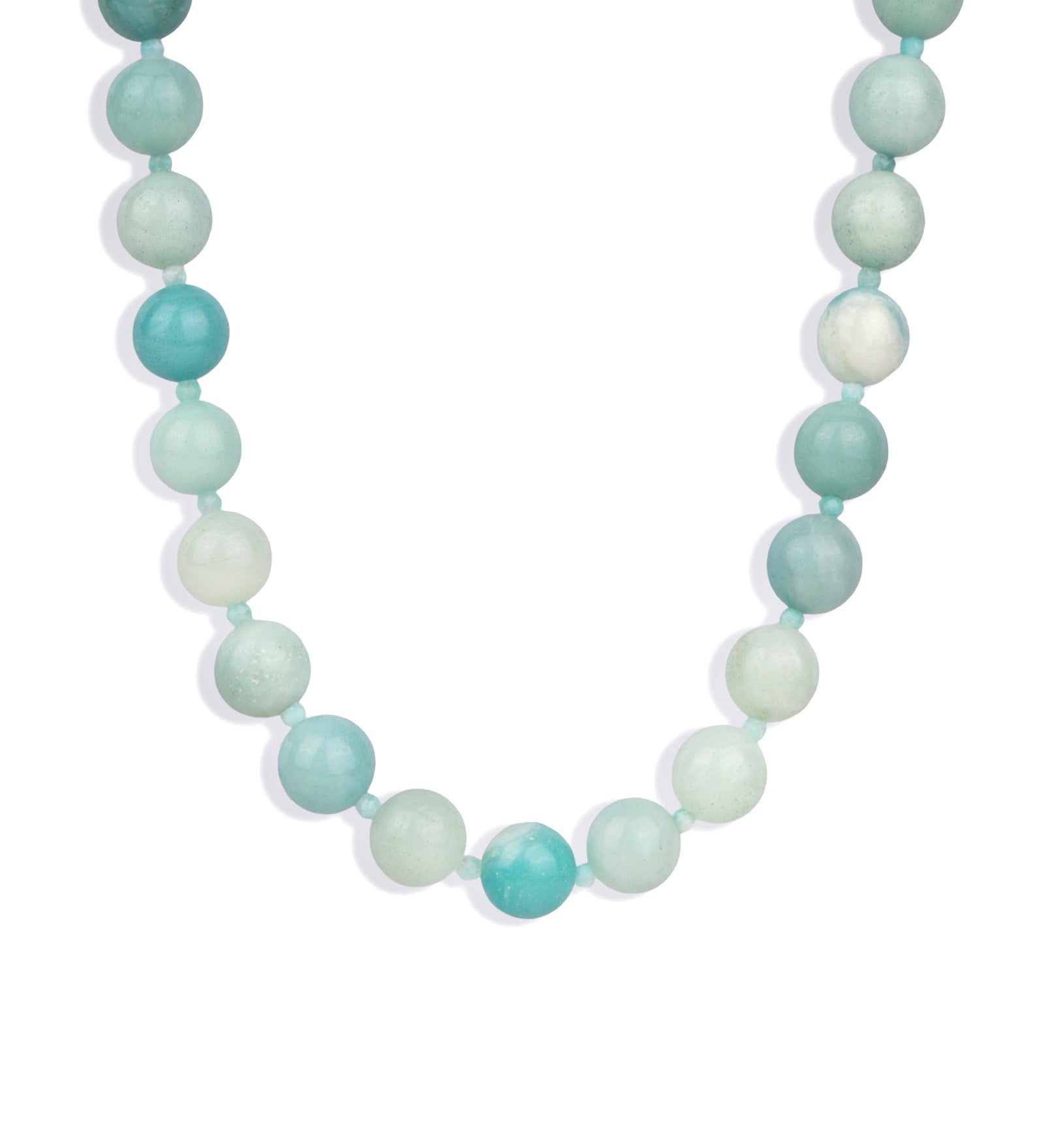 Mixed Shape Beaded Necklace | 10mm 14k Gold Plated, Blue Amazonite, Amazonite