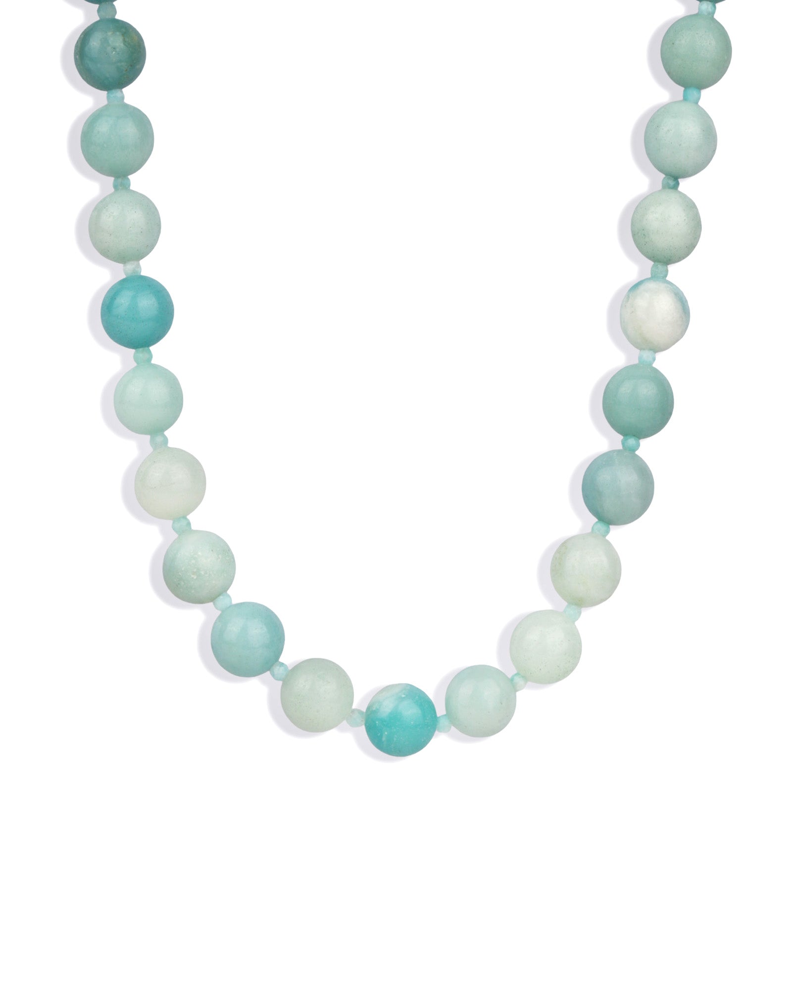 Mixed Shape Beaded Necklace | 10mm 14k Gold Plated, Blue Amazonite, Amazonite