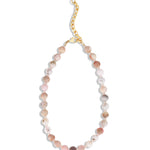 Mixed Shape Beaded Necklace | 10mm 14k Gold Plated, Peruvian Opal, Rose Quartz