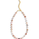 Mixed Shape Beaded Necklace | 10mm 14k Gold Plated, Peruvian Opal, Rose Quartz