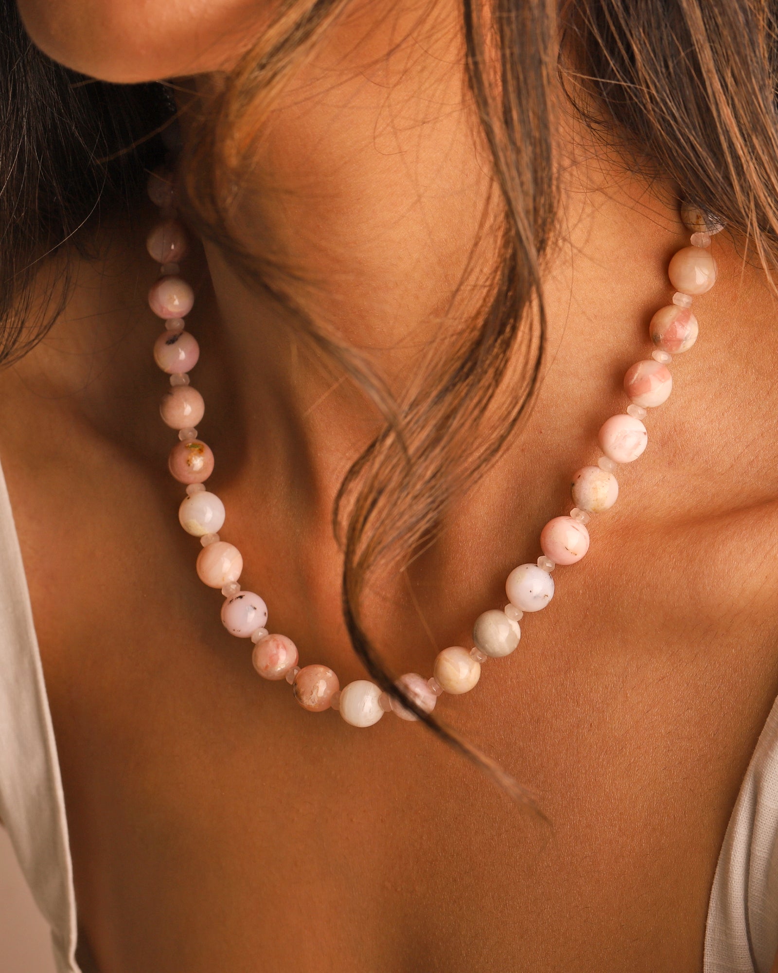 Lunita Luz-Peruvian Opal Beaded Necklace | 10mm-Necklaces-Blue Ruby Jewellery-Vancouver Canada