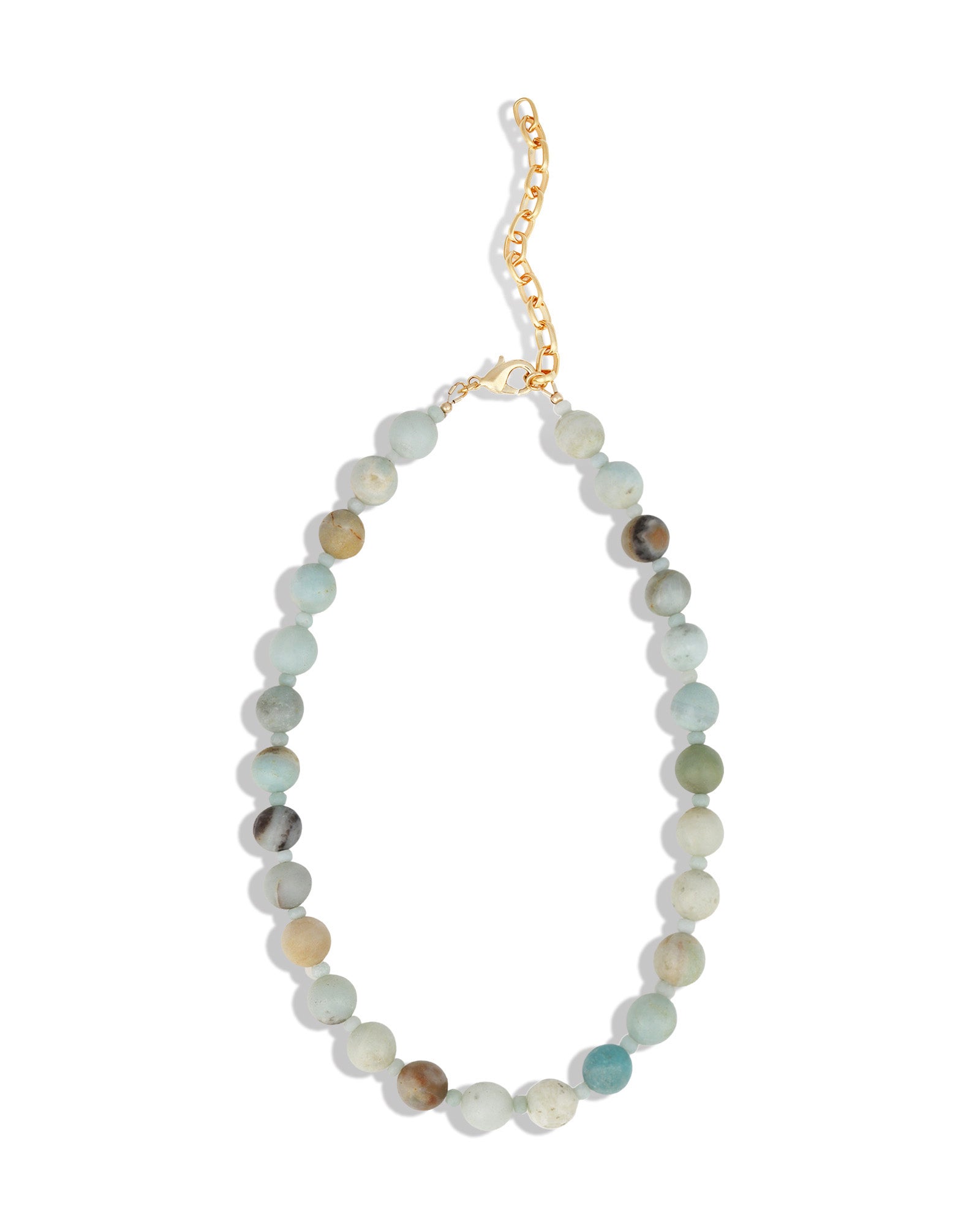 Mixed Shape Beaded Necklace | 10mm 14k Gold Plated, Amazonite