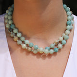 Mixed Shape Beaded Necklace | 10mm 14k Gold Plated, Amazonite