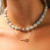 Multi Amazonite Faceted Beaded Necklace | 10mm