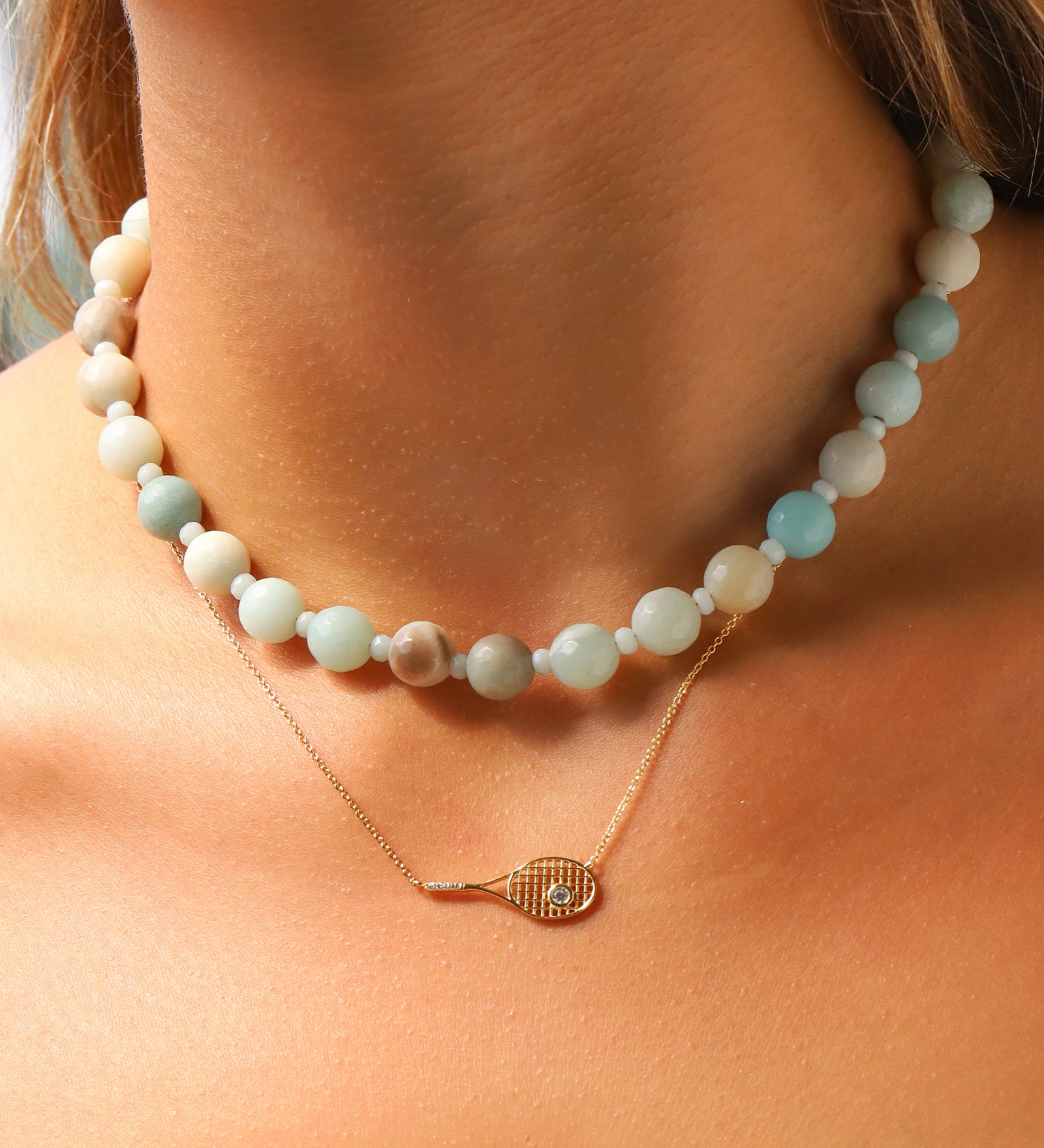 Lunita Luz-Multi Amazonite Faceted Beaded Necklace | 10mm-Necklaces-Blue Ruby Jewellery-Vancouver Canada