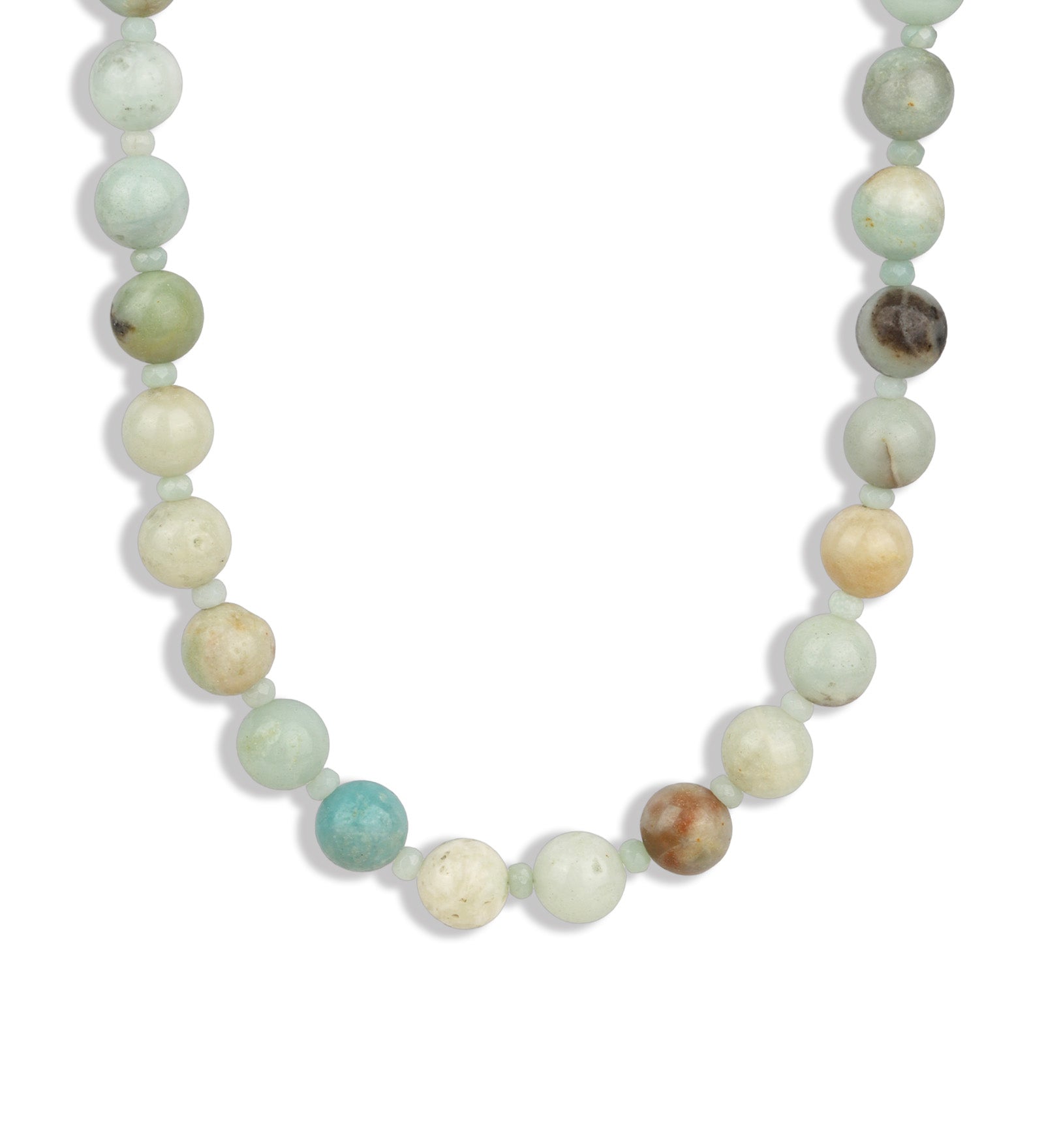 Mixed Shape Beaded Necklace | 10mm 14k Gold Plated, Amazonite