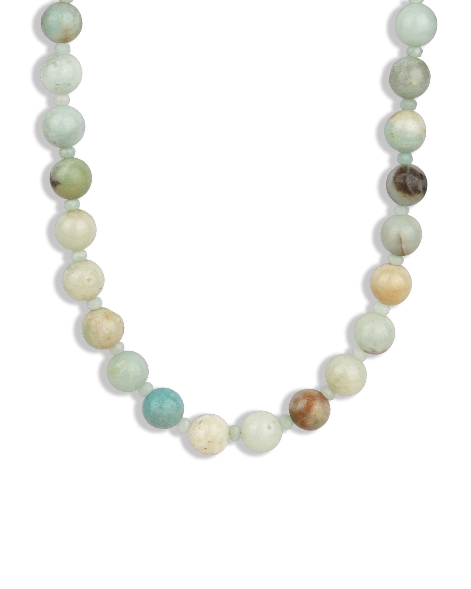 Mixed Shape Beaded Necklace | 10mm 14k Gold Plated, Amazonite