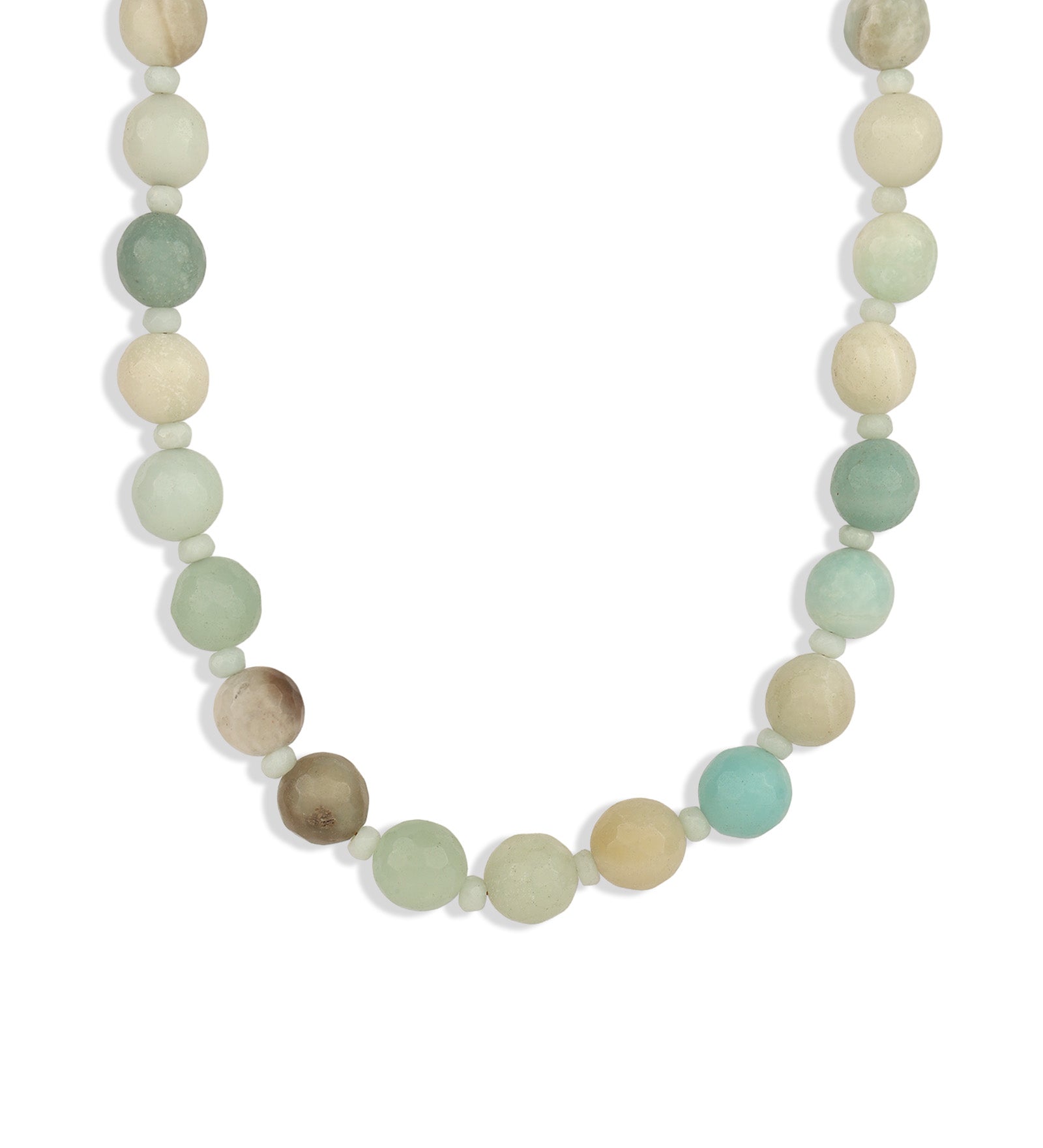 Lunita Luz-Multi Amazonite Faceted Beaded Necklace | 10mm-Necklaces-14k Gold Plated, Multi Amazonite-Blue Ruby Jewellery-Vancouver Canada