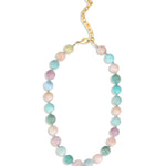 Mixed Shape Chunky Stone Necklace | 12mm 14k Gold Plated, Cotton Candy Mix