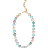 Mixed Shape Chunky Stone Necklace | 12mm 14k Gold Plated, Cotton Candy Mix