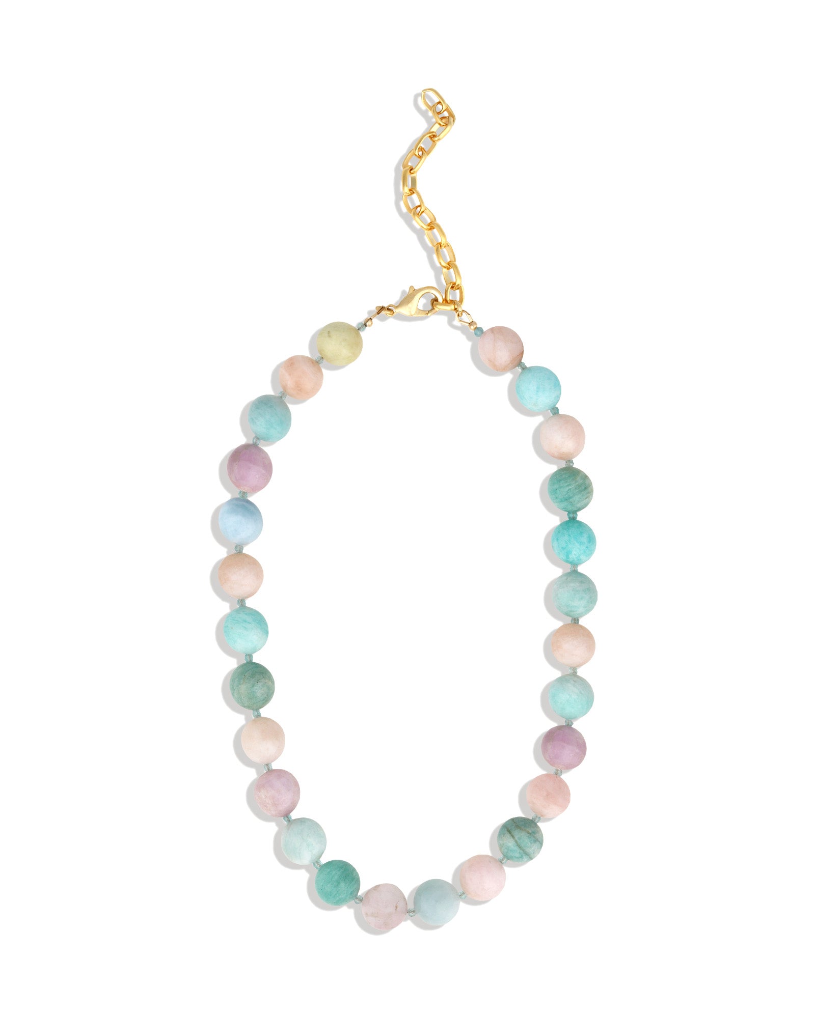Mixed Shape Chunky Stone Necklace | 12mm 14k Gold Plated, Cotton Candy Mix