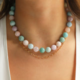 Lunita Luz-Cotton Candy Chunky Beaded Necklace | 12mm-Necklaces-Blue Ruby Jewellery-Vancouver Canada