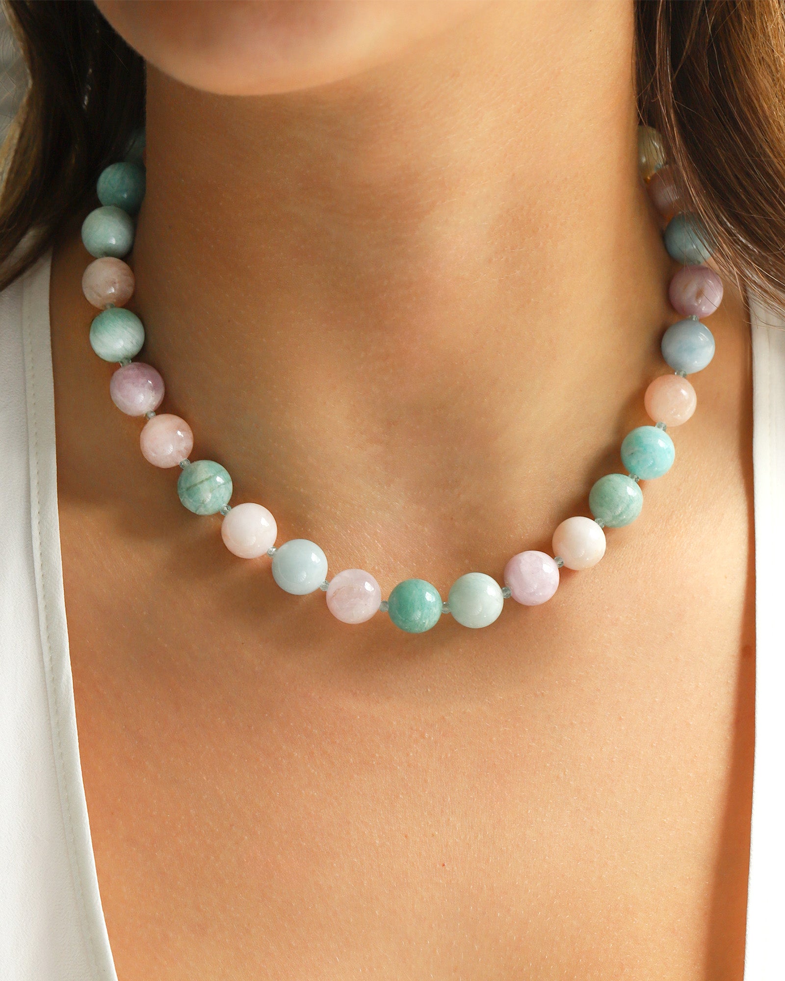 Lunita Luz-Cotton Candy Chunky Beaded Necklace | 12mm-Necklaces-Blue Ruby Jewellery-Vancouver Canada