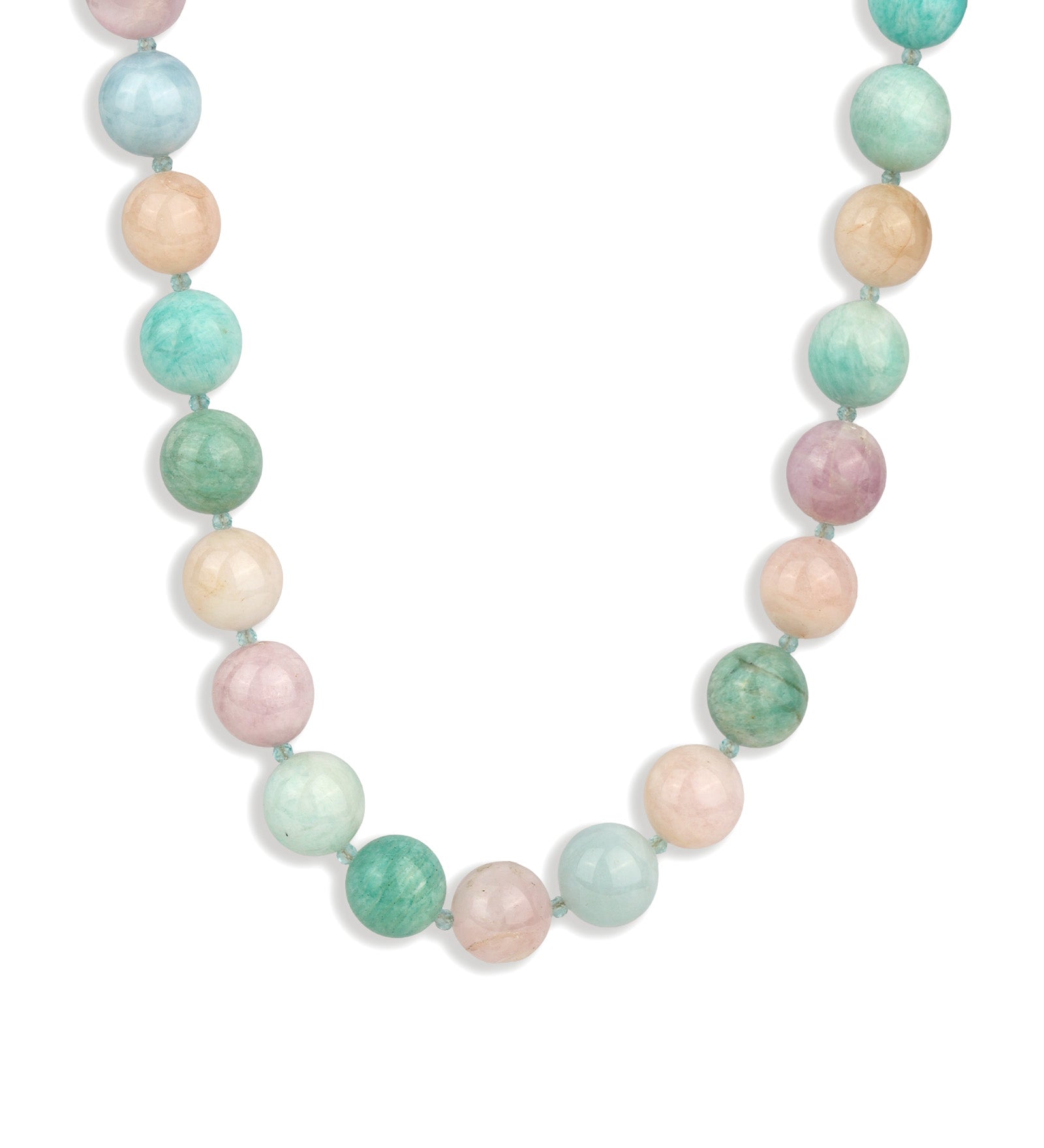 Mixed Shape Chunky Stone Necklace | 12mm 14k Gold Plated, Cotton Candy Mix