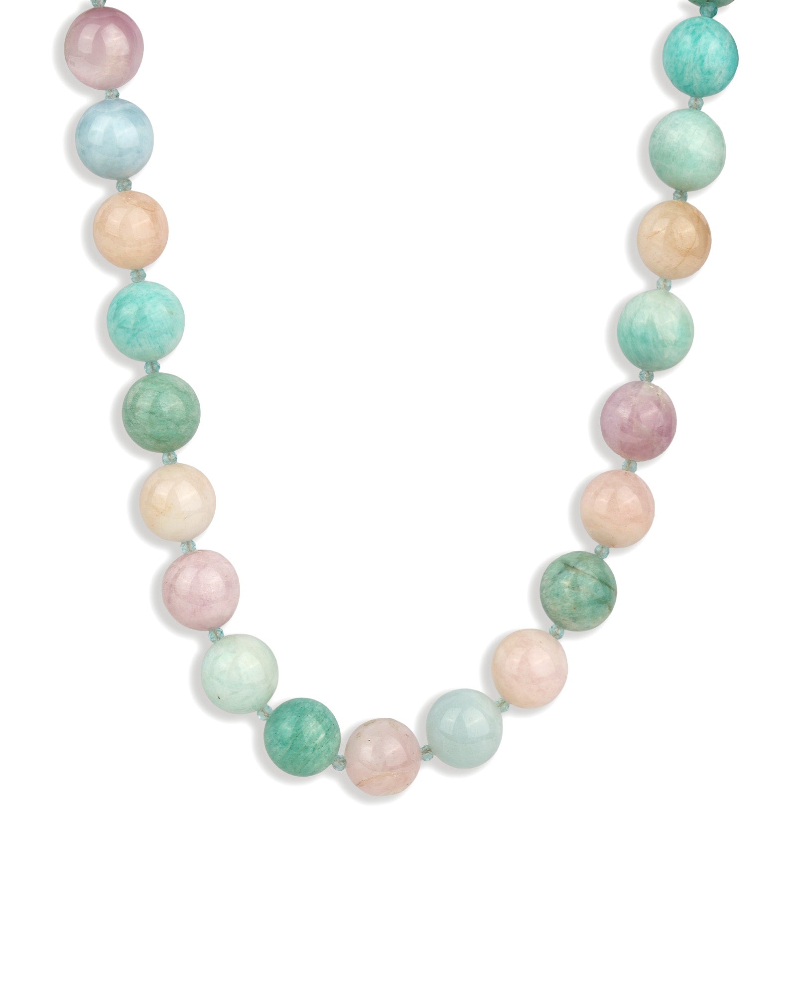 Mixed Shape Chunky Stone Necklace | 12mm 14k Gold Plated, Cotton Candy Mix