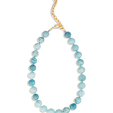 Mixed Shape Chunky Stone Necklace | 12mm 14k Gold Plated, Larimar, Apatite
