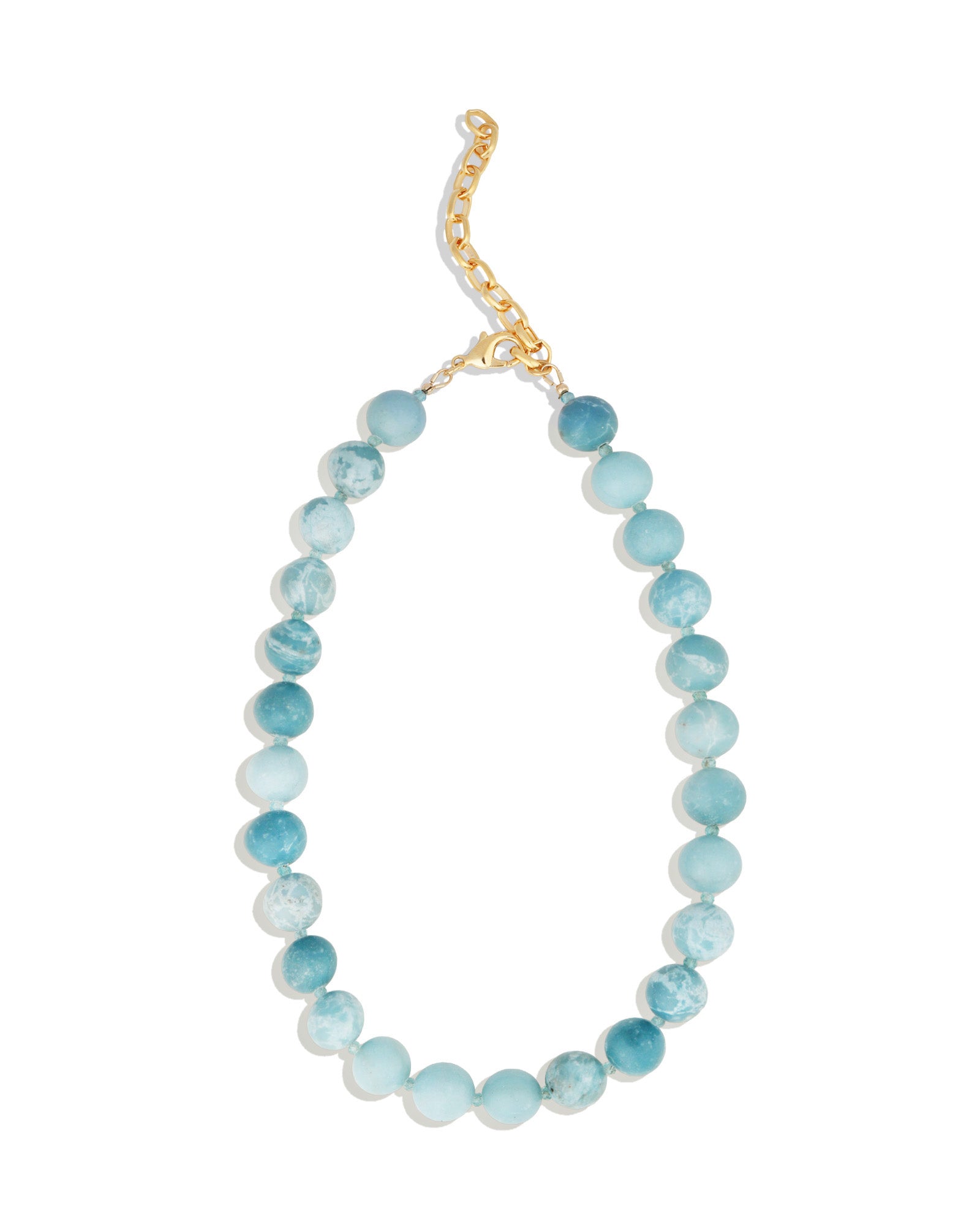 Mixed Shape Chunky Stone Necklace | 12mm 14k Gold Plated, Larimar, Apatite