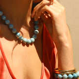 Lunita Luz-Larimar Chunky Beaded Necklace | 12mm-Necklaces-Blue Ruby Jewellery-Vancouver Canada