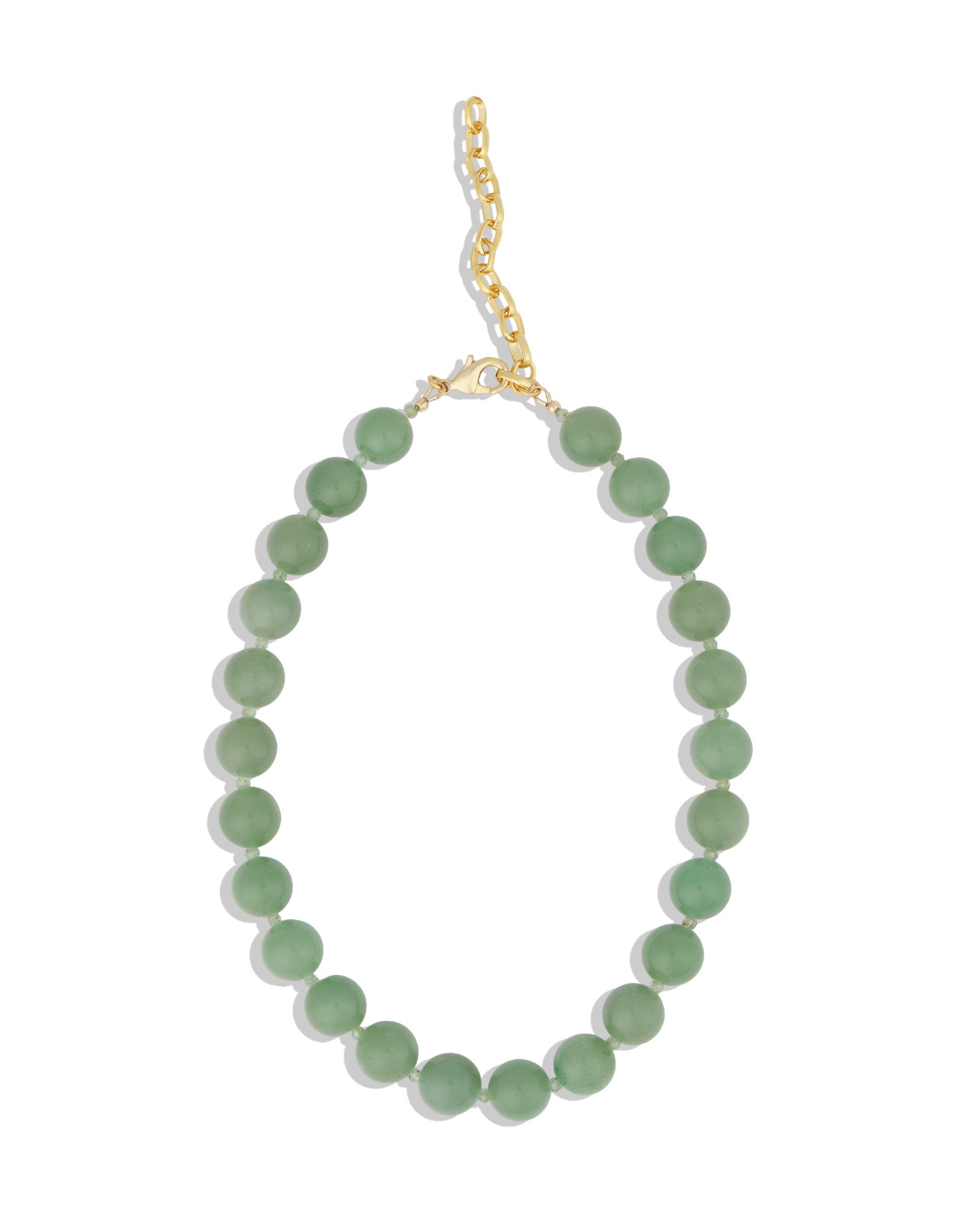 Mixed Shape Chunky Stone Necklace | 12mm 14k Gold Plated, Green Aventurine, Moss Aquamarine