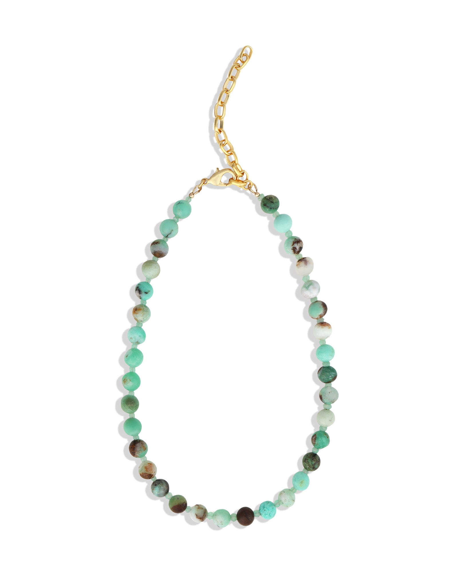 Mixed Shape Beaded Necklace | 8mm 14k Gold Plated, Chrysoprase