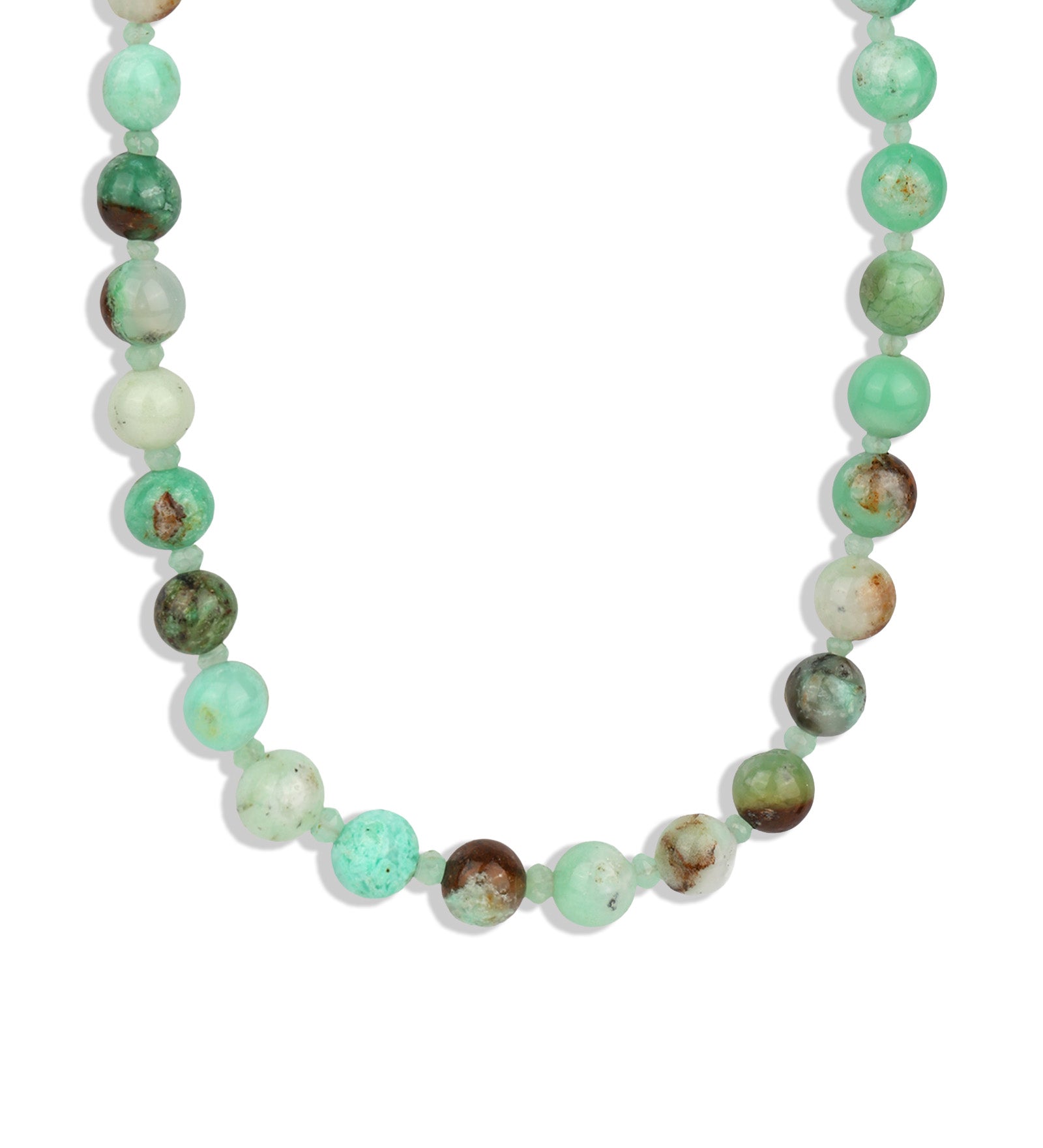 Mixed Shape Beaded Necklace | 8mm 14k Gold Plated, Chrysoprase