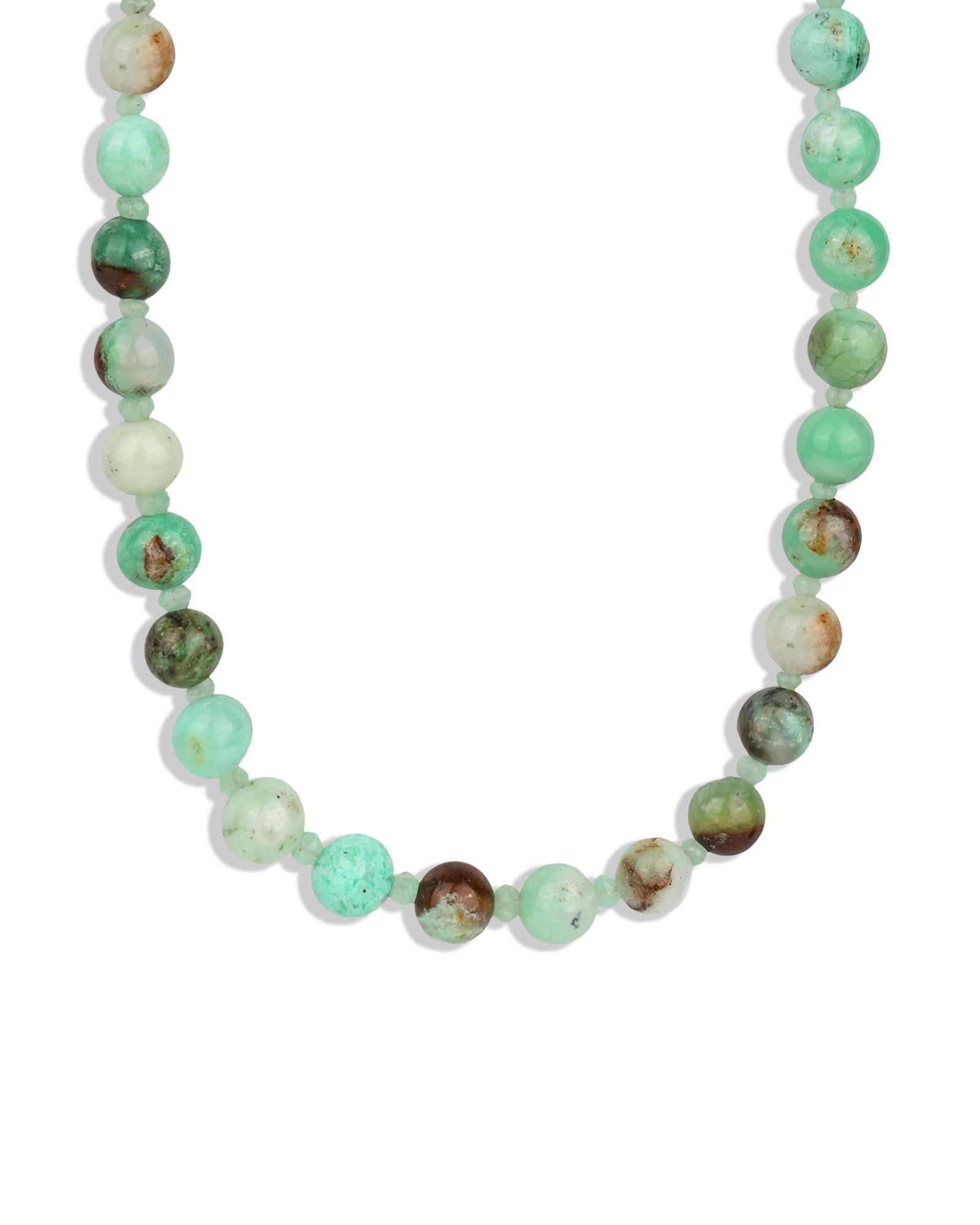 Mixed Shape Beaded Necklace | 8mm 14k Gold Plated, Chrysoprase
