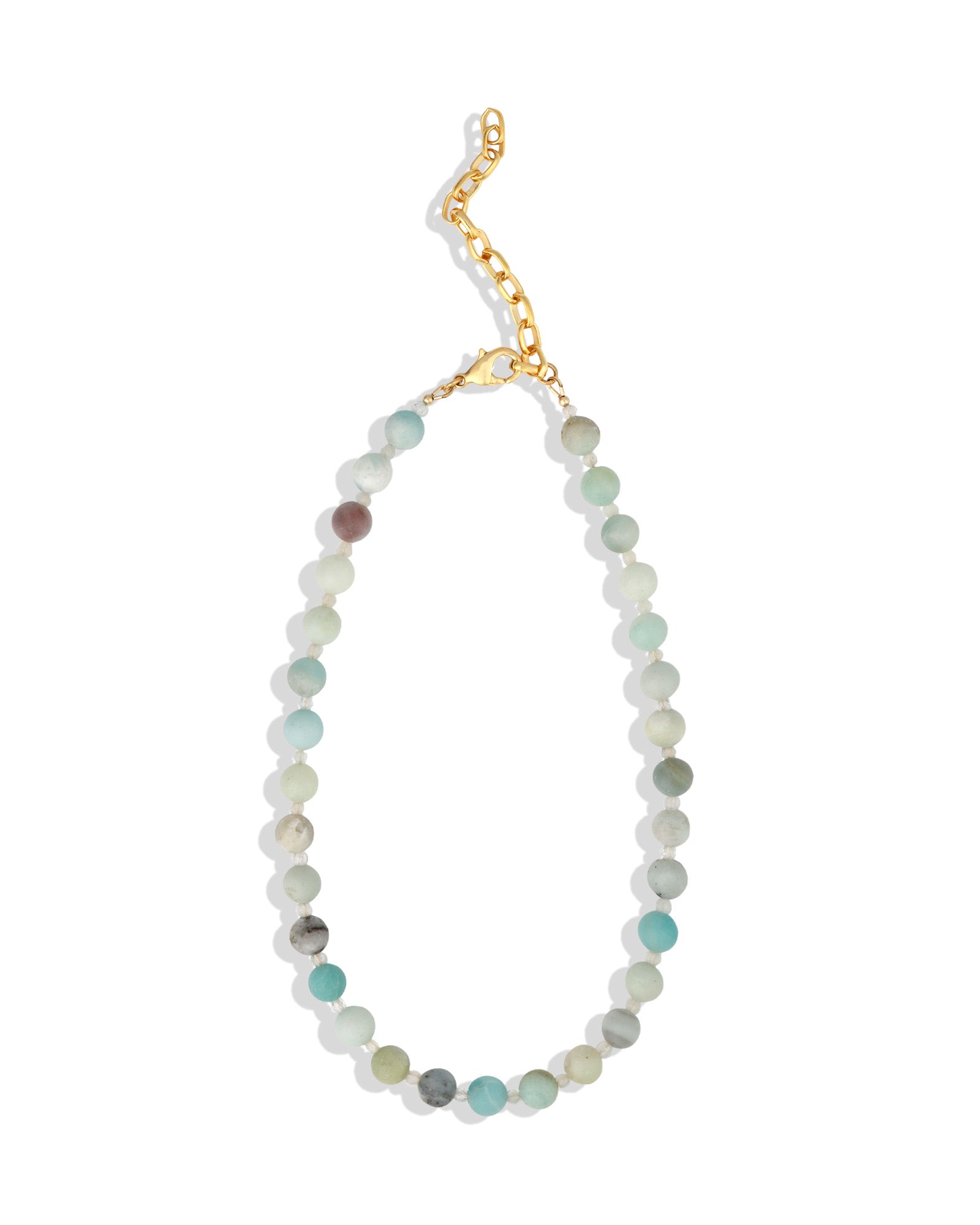 Mixed Shape Beaded Necklace | 8mm 14k Gold Plated, Amazonite, Moonstone
