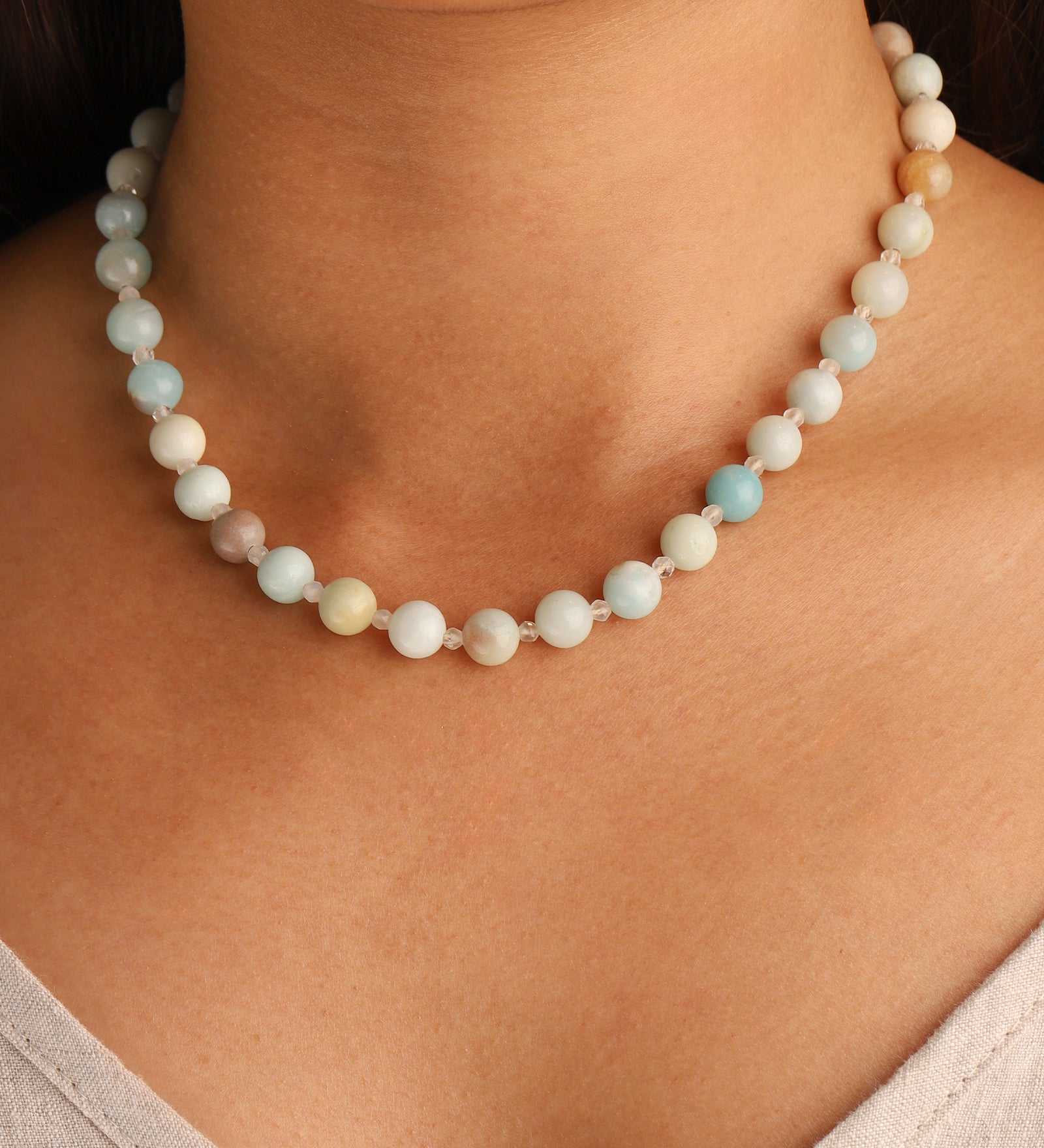Lunita Luz-Multi Amazonite Beaded Necklace | 8mm-Necklaces-Blue Ruby Jewellery-Vancouver Canada