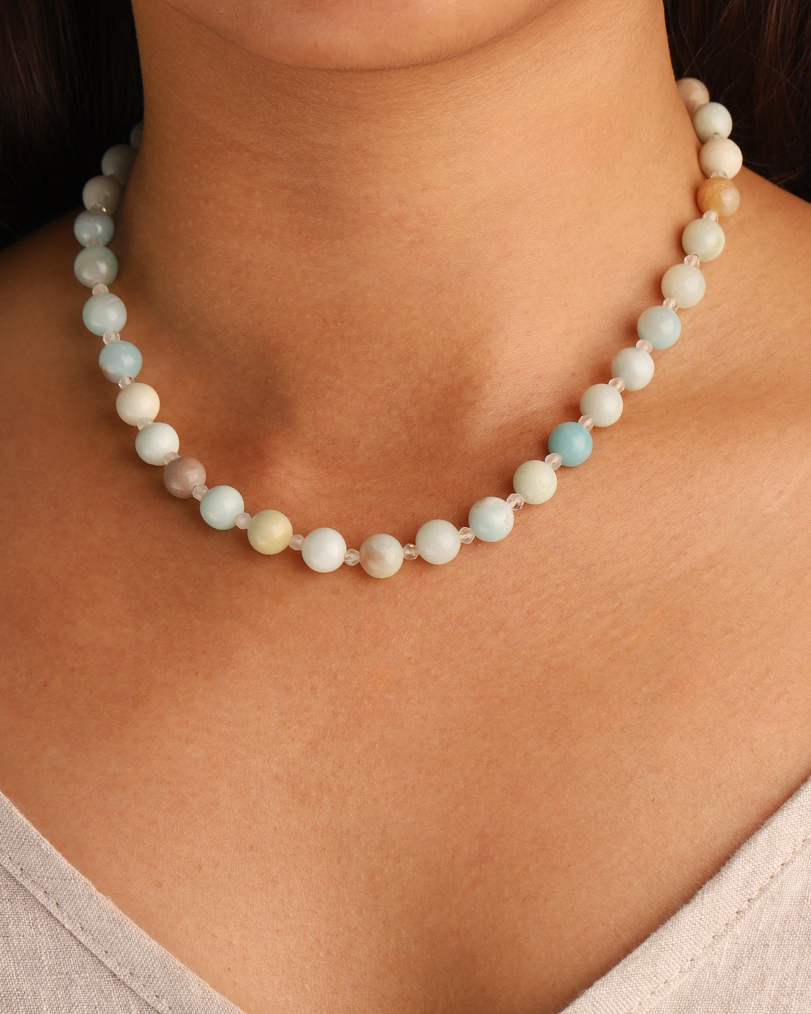 Lunita Luz-Multi Amazonite Beaded Necklace | 8mm-Necklaces-Blue Ruby Jewellery-Vancouver Canada