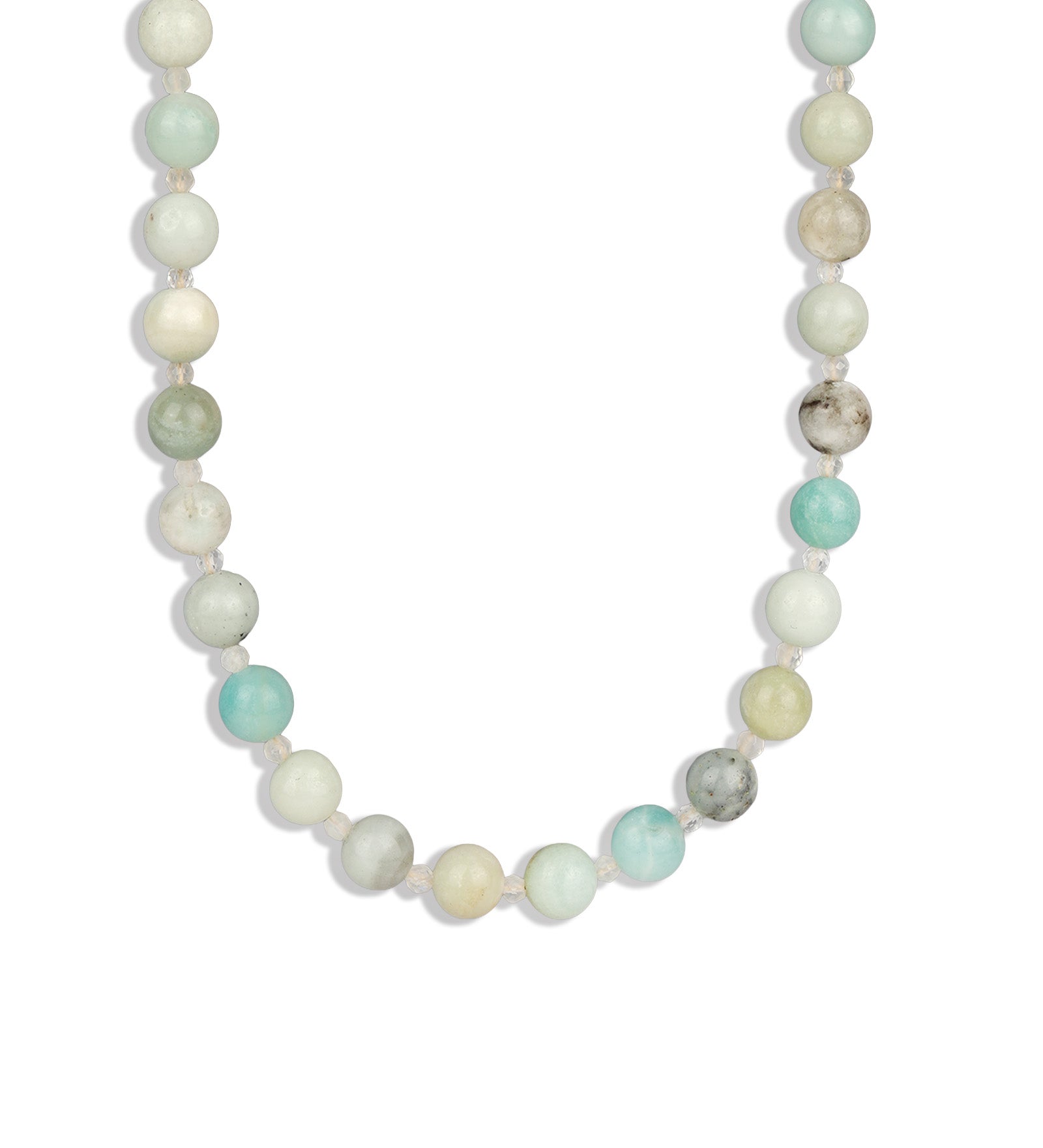 Mixed Shape Beaded Necklace | 8mm 14k Gold Plated, Amazonite, Moonstone