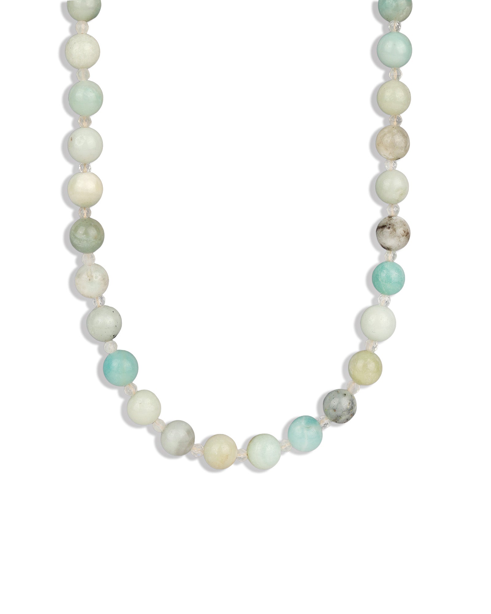 Mixed Shape Beaded Necklace | 8mm 14k Gold Plated, Amazonite, Moonstone