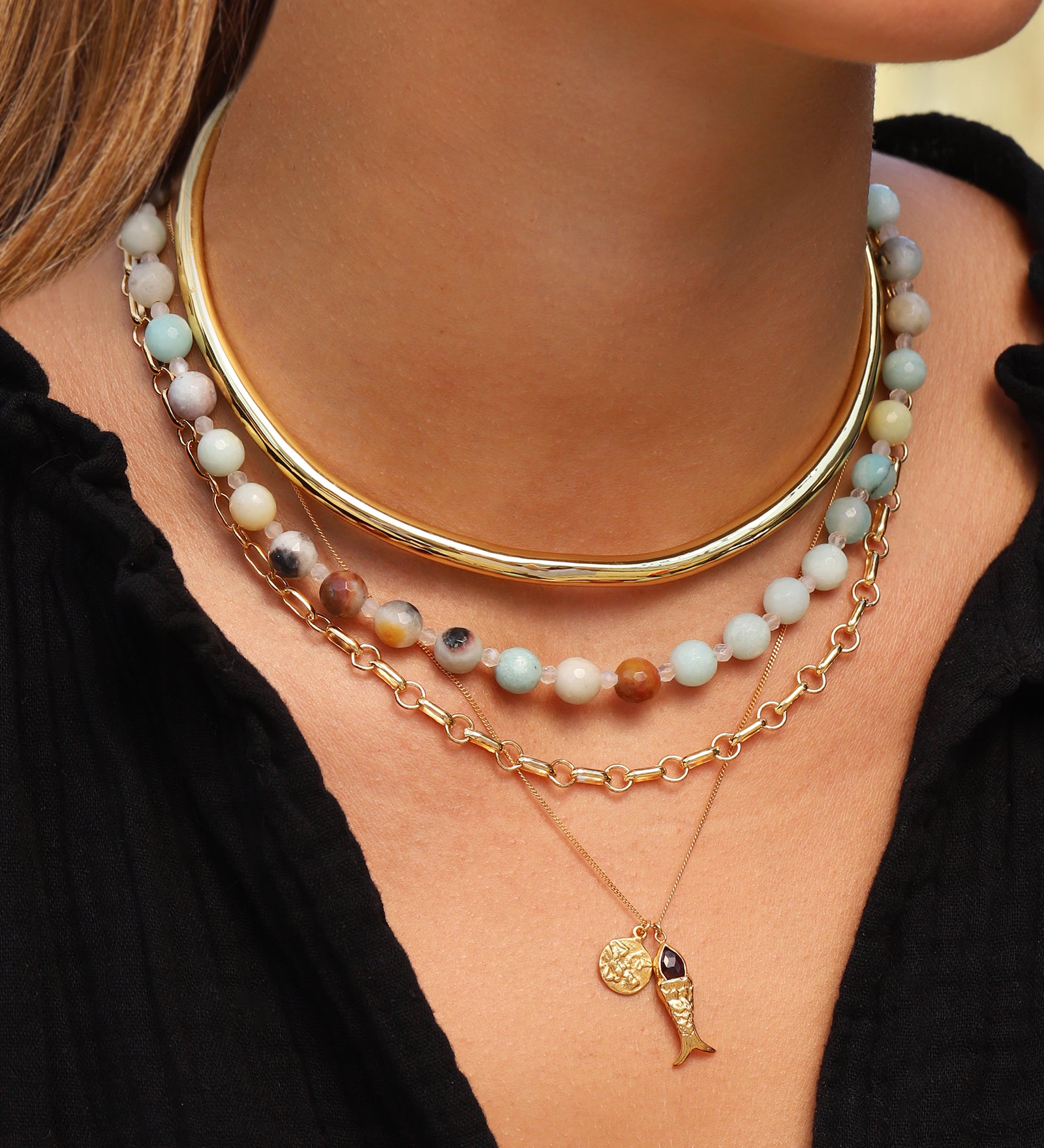 Lunita Luz-Multi Amazonite Faceted Beaded Necklace | 8mm-Necklaces-Blue Ruby Jewellery-Vancouver Canada