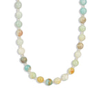 Faceted Mixed Shape Beaded Necklace | 8mm 14k Gold Plated, Amazonite, Moonstone