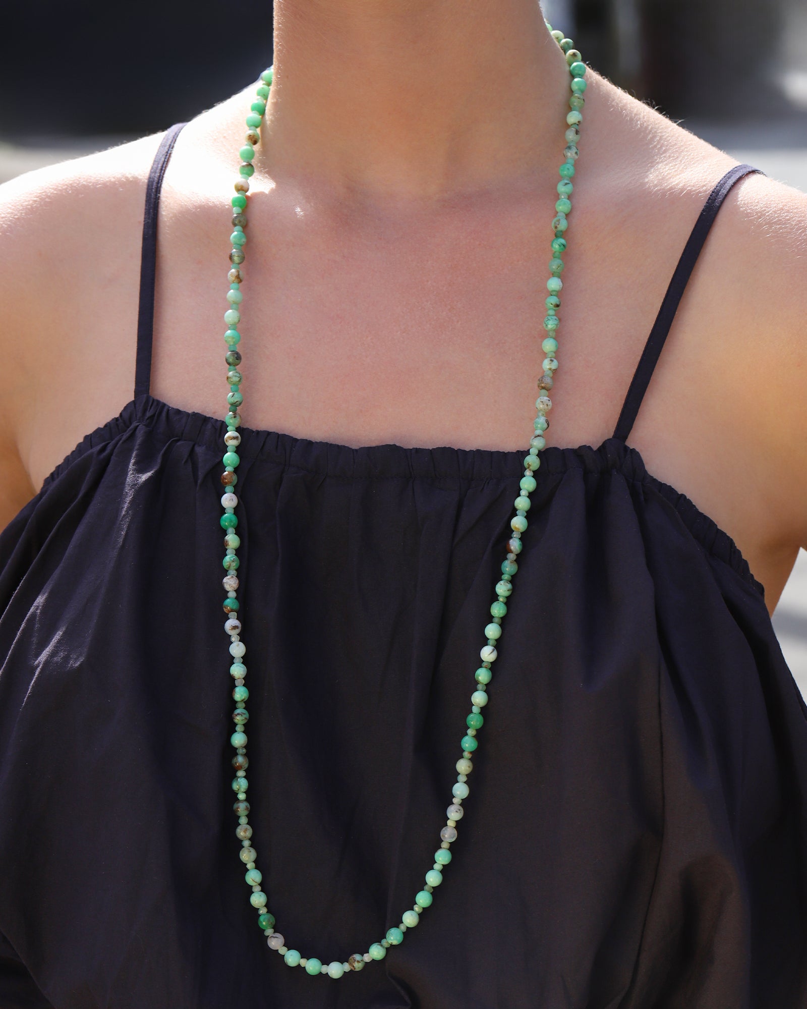 Lunita Luz-Chrysoprase Extra Long Beaded Necklace | 6mm-Necklaces-Blue Ruby Jewellery-Vancouver Canada