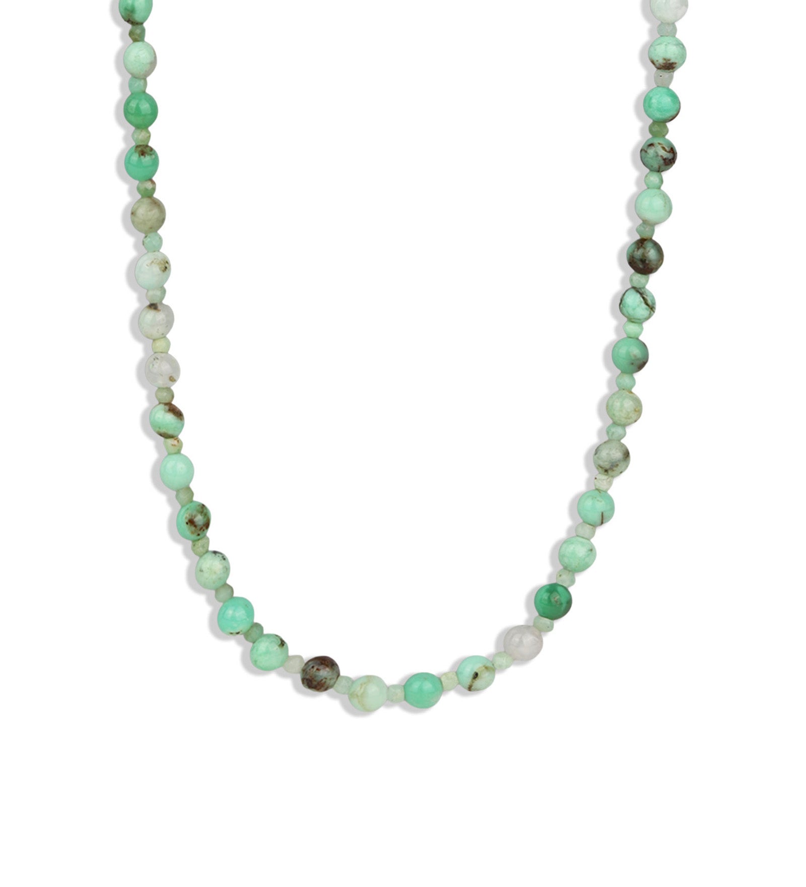 Lunita Luz-Chrysoprase Extra Long Beaded Necklace | 6mm-Necklaces-14k Gold Plated, Chrysoprase-Blue Ruby Jewellery-Vancouver Canada