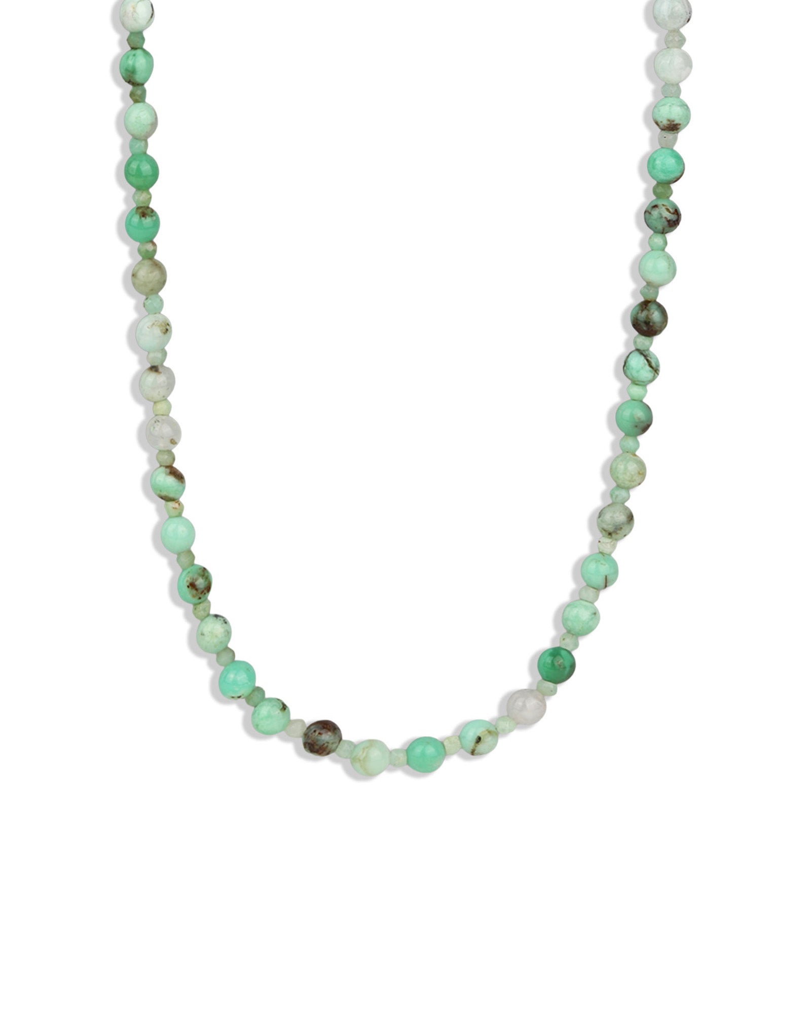Lunita Luz-Chrysoprase Extra Long Beaded Necklace | 6mm-Necklaces-14k Gold Plated, Chrysoprase-Blue Ruby Jewellery-Vancouver Canada